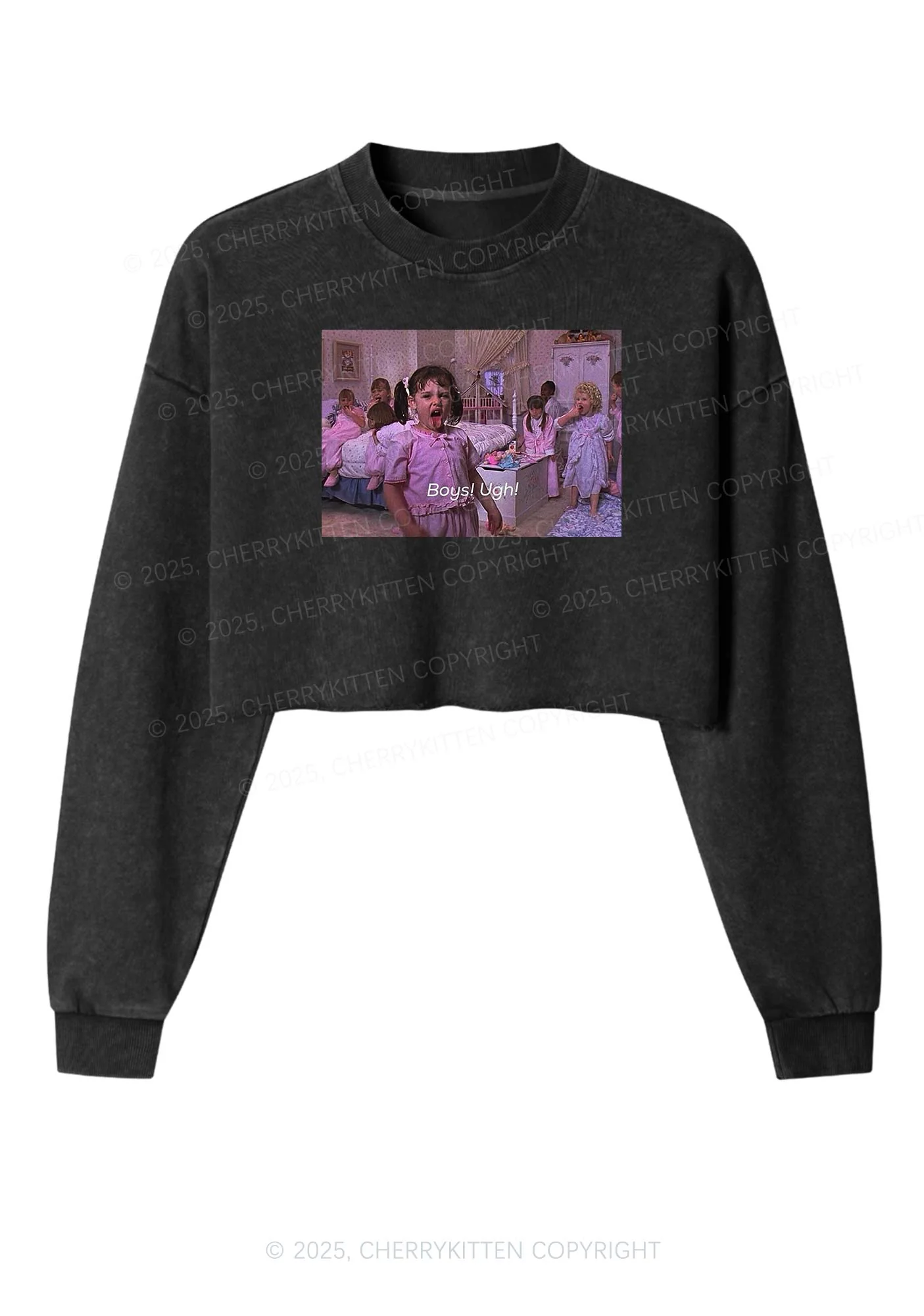 Boys Ugh Y2K Crop Washed Sweatshirts Cherrykitten - Image 4