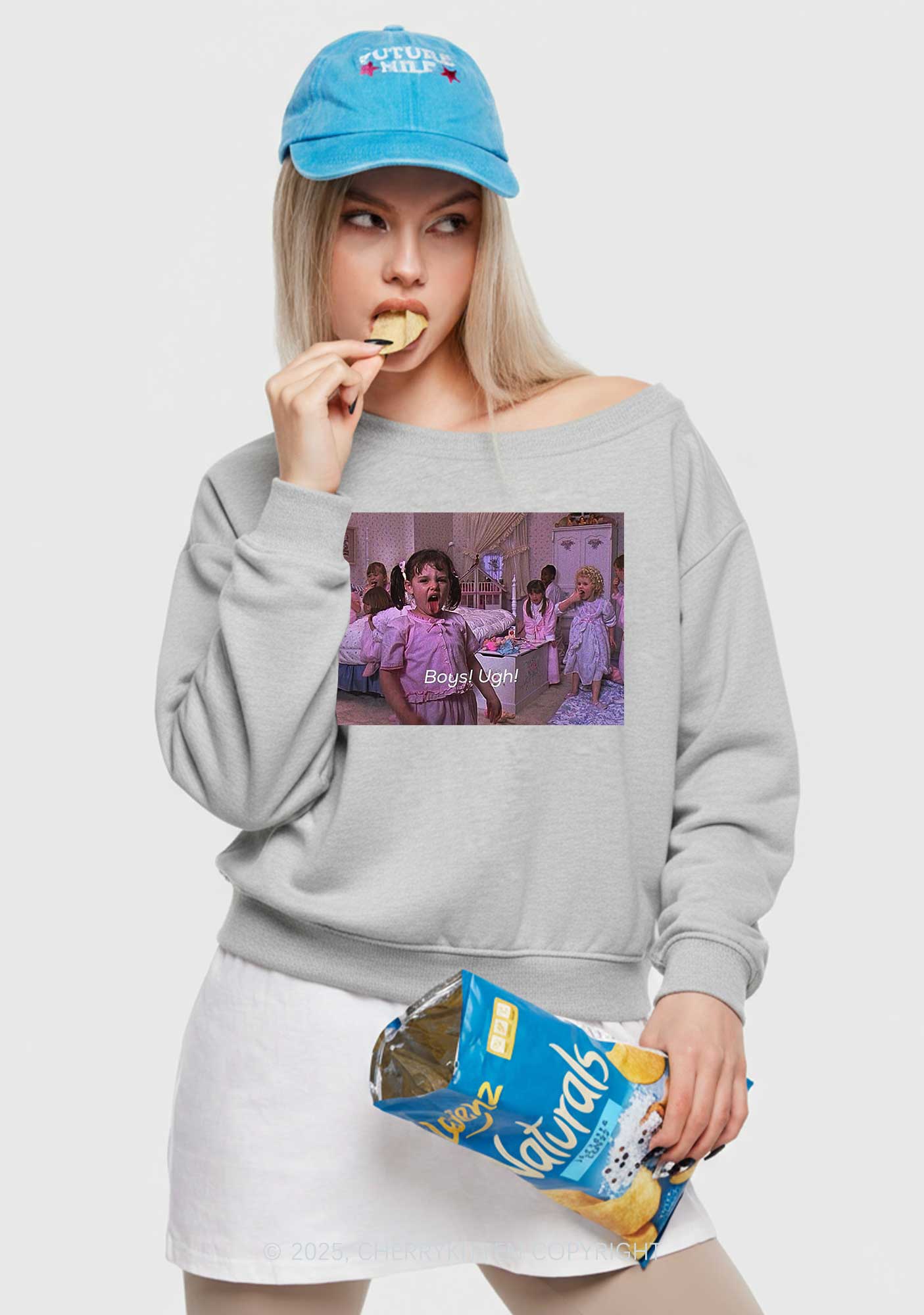Boys Ugh Y2K Off Shoulder Sweatshirts Cherrykitten - Image 2
