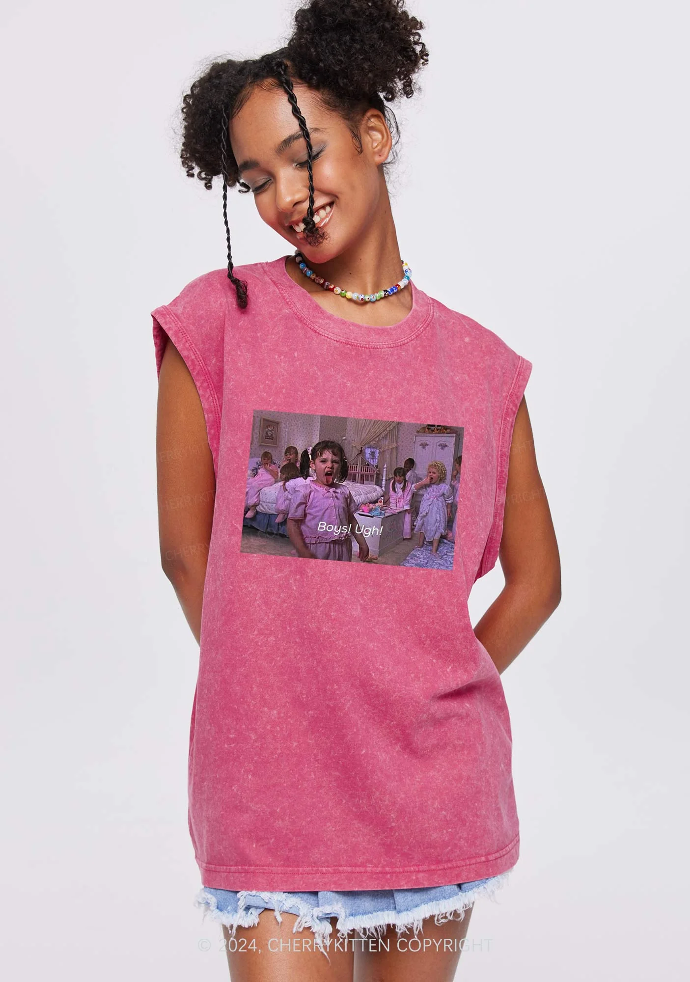 Boys Ugh Y2K Washed Tank Cherrykitten - Image 2