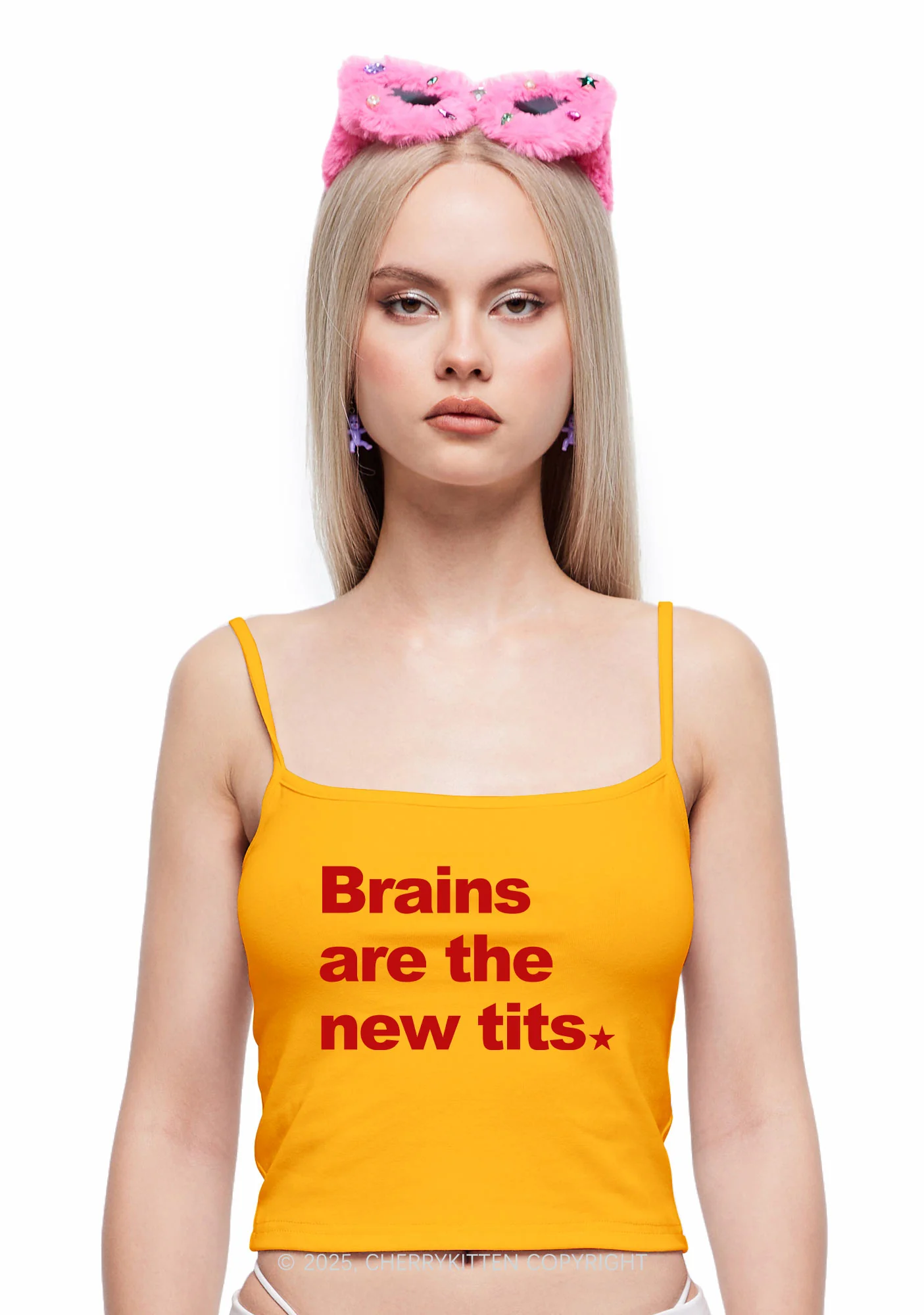 Brains Are New Txts Y2K Spaghetti Strap Cami Cherrykitten - Image 2