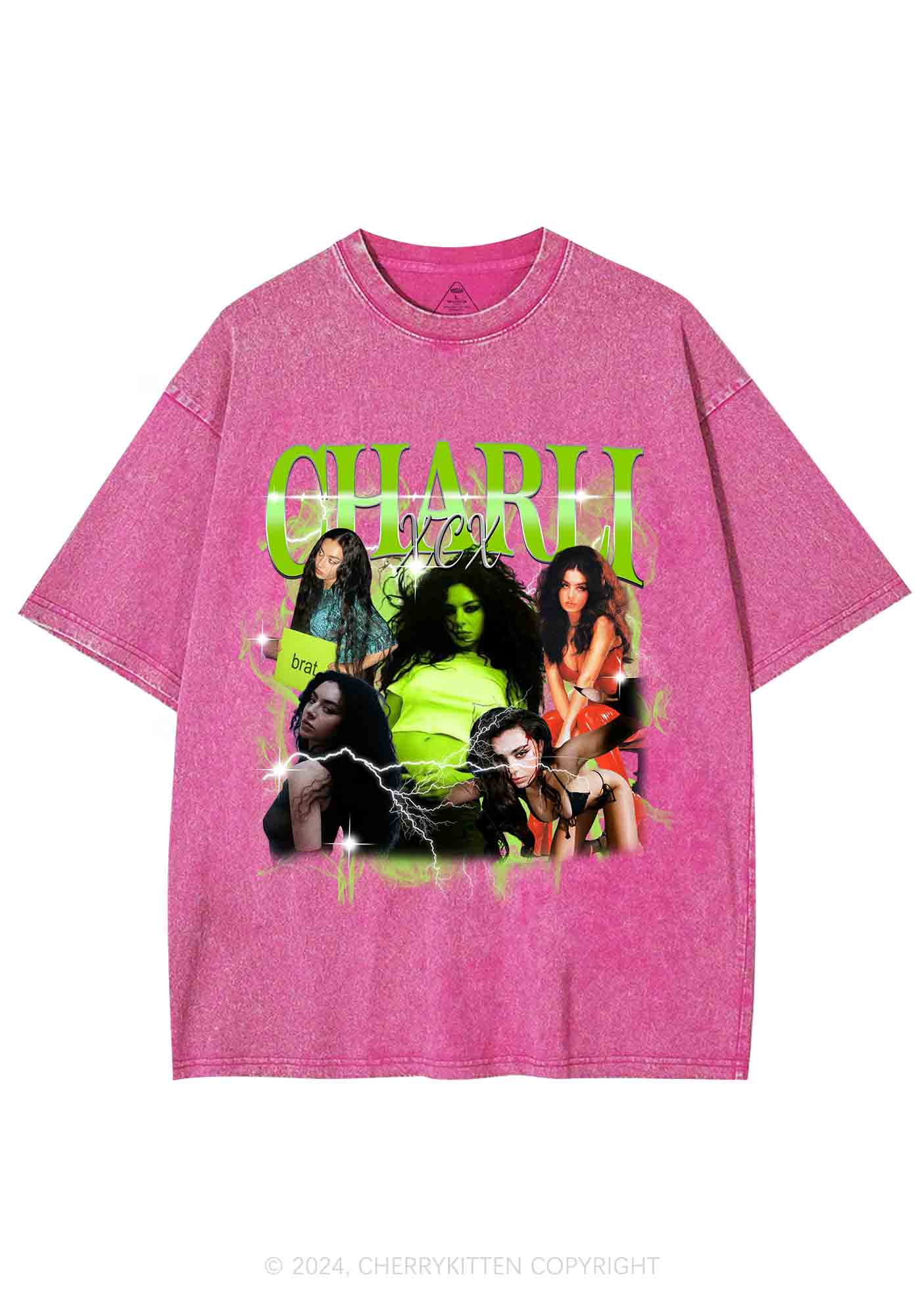 Brat Portrait Y2K Washed Tee Cherrykitten - Image 3