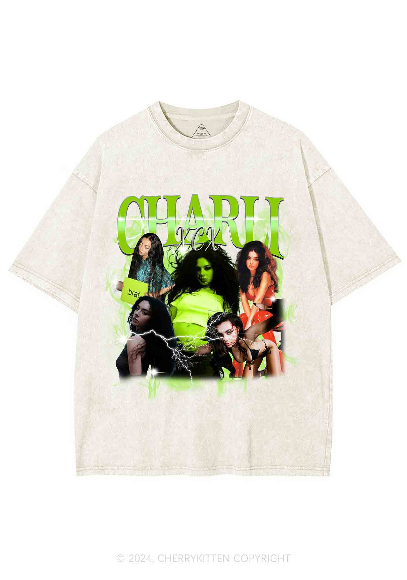 Brat Portrait Y2K Washed Tee Cherrykitten - Image 4