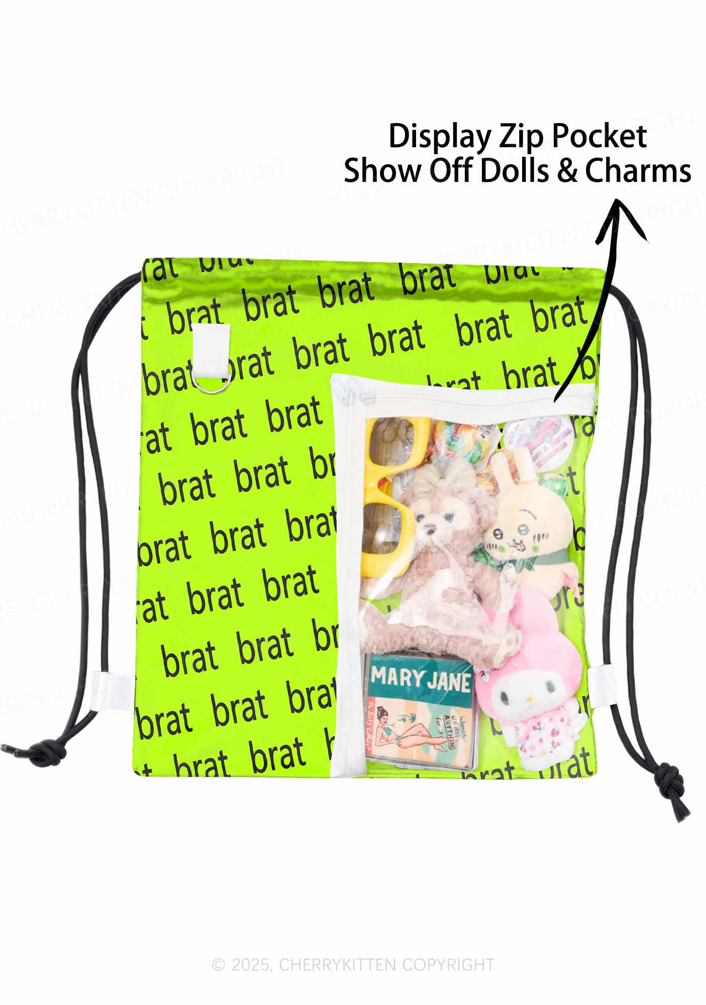 Brat Summer Y2K Drawstring Itabag Backpack Cherrykitten - Image 3
