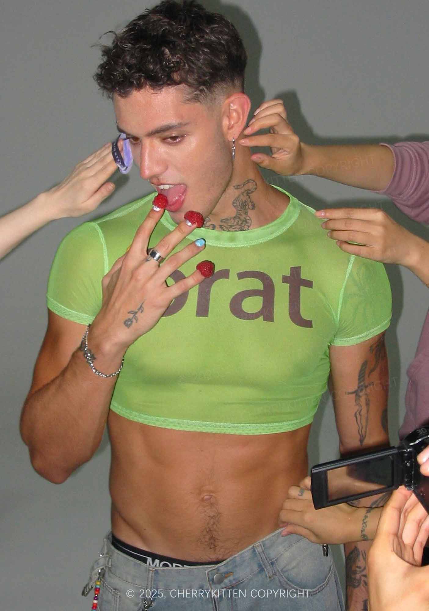 Brat Summer Y2K Mesh Crop Top Cherrykitten - Image 3