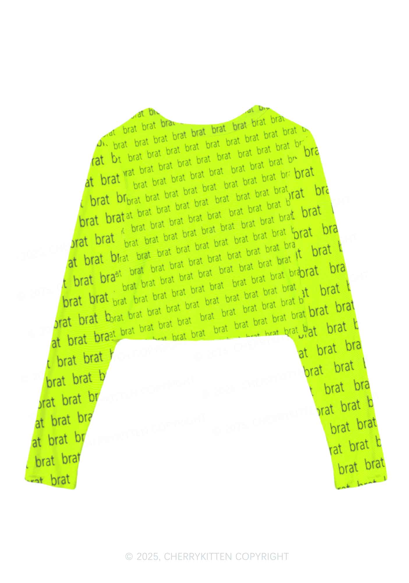 Green Brat Summer Y2K Mesh Long Sleeve Crop Top Cherrykitten - Image 2
