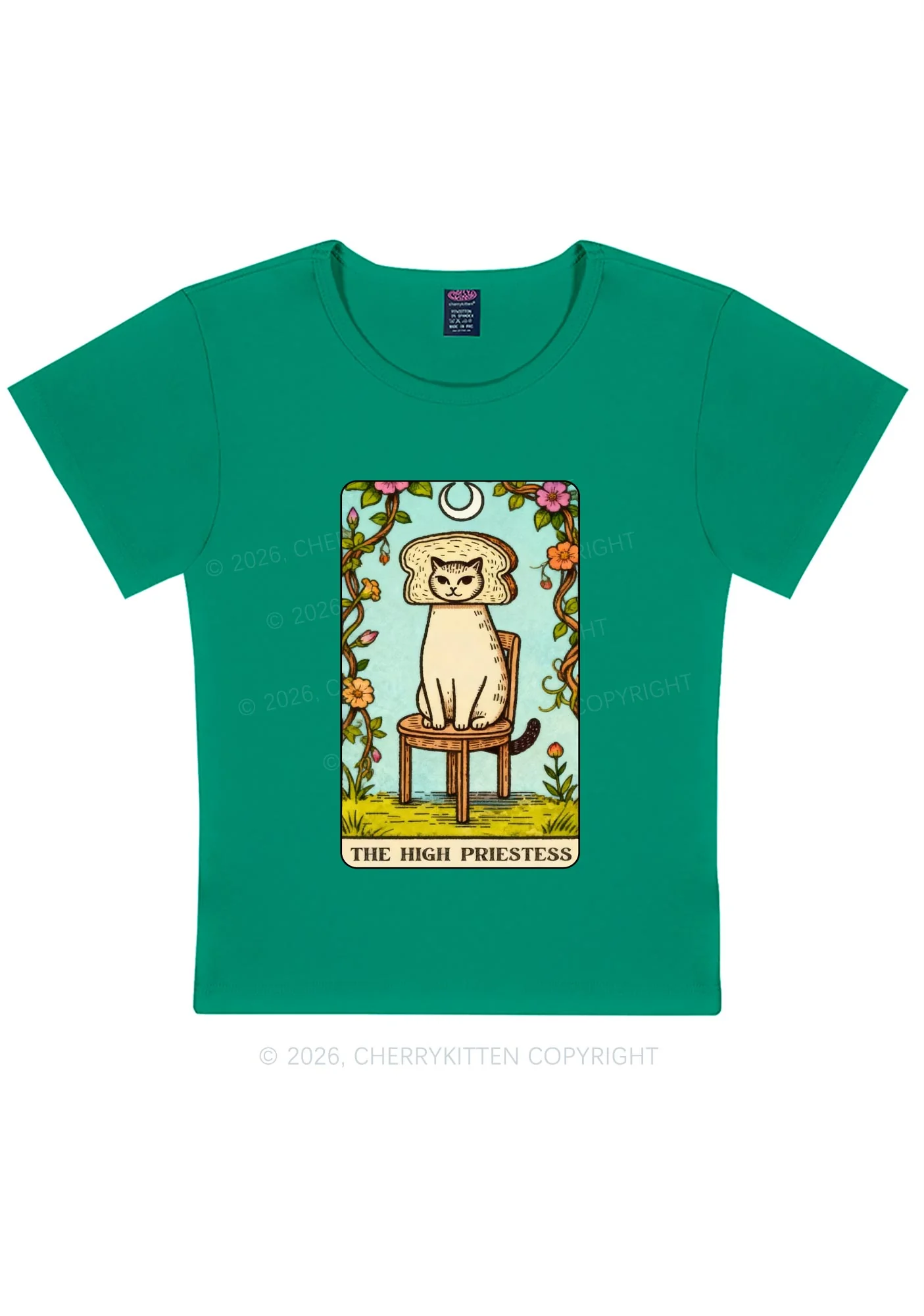 Breadhead Cat Y2K Baby Tee Cherrykitten - Image 10