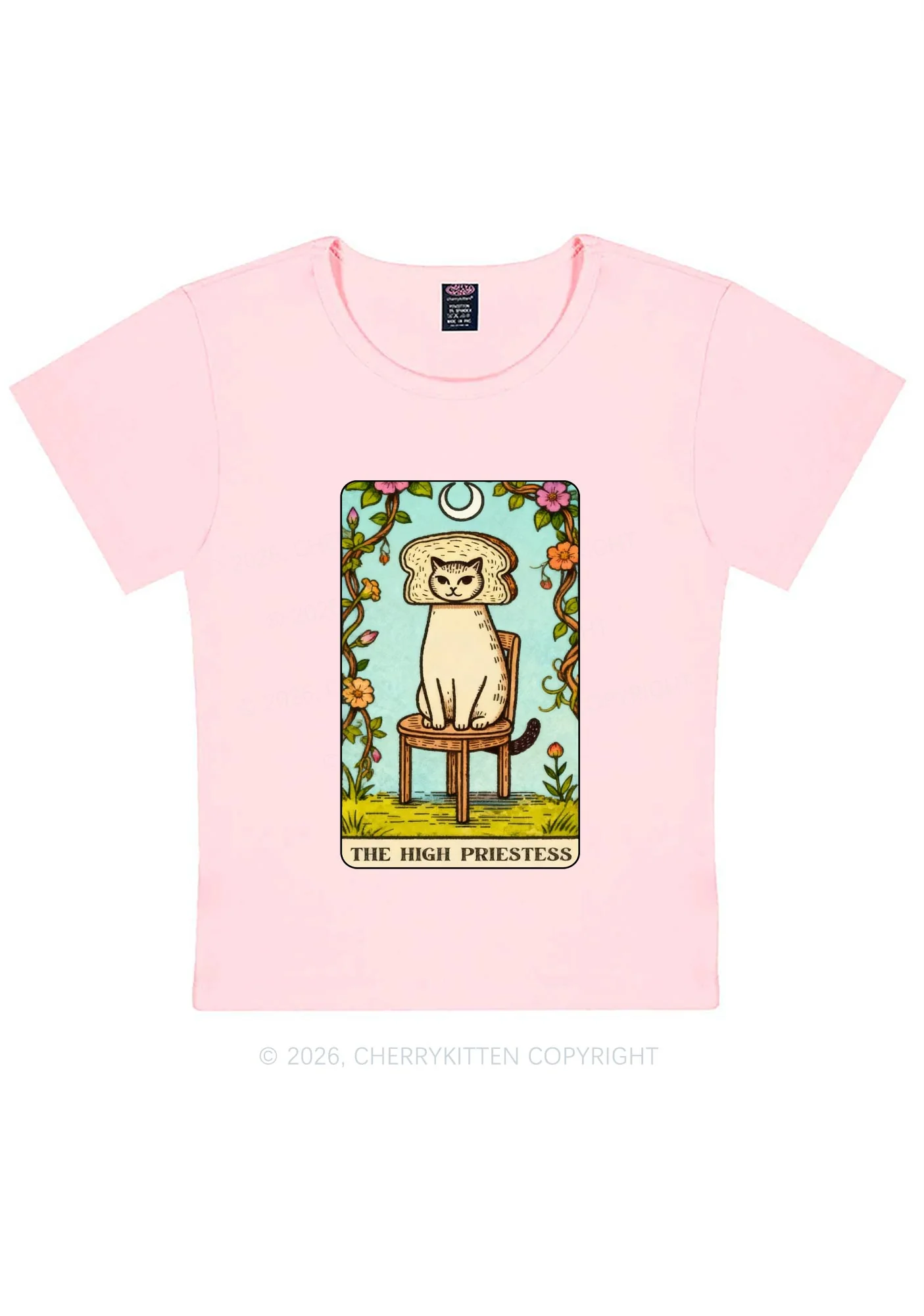 Breadhead Cat Y2K Baby Tee Cherrykitten - Image 11