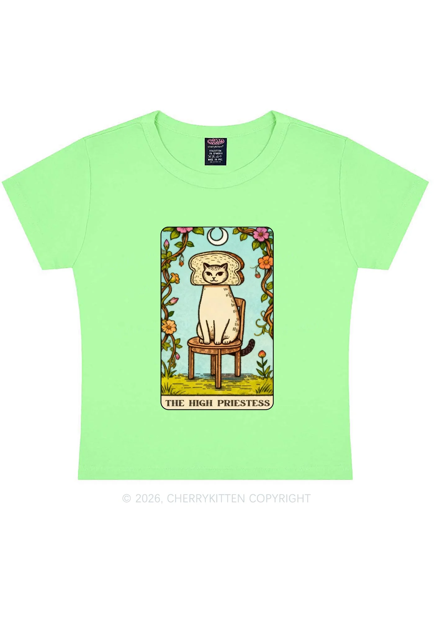 Breadhead Cat Y2K Baby Tee Cherrykitten - Image 12