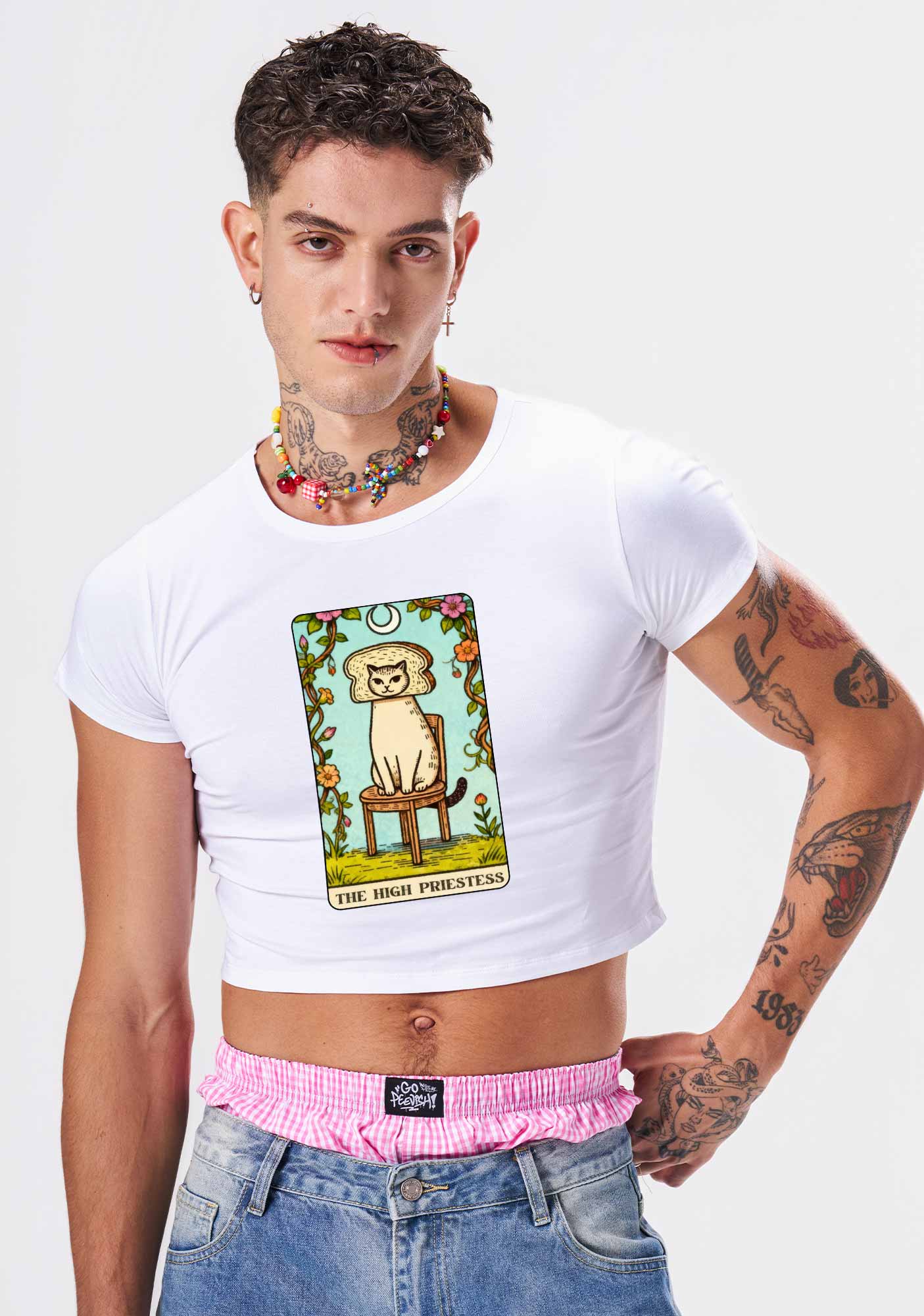 Breadhead Cat Y2K Baby Tee Cherrykitten - Image 2