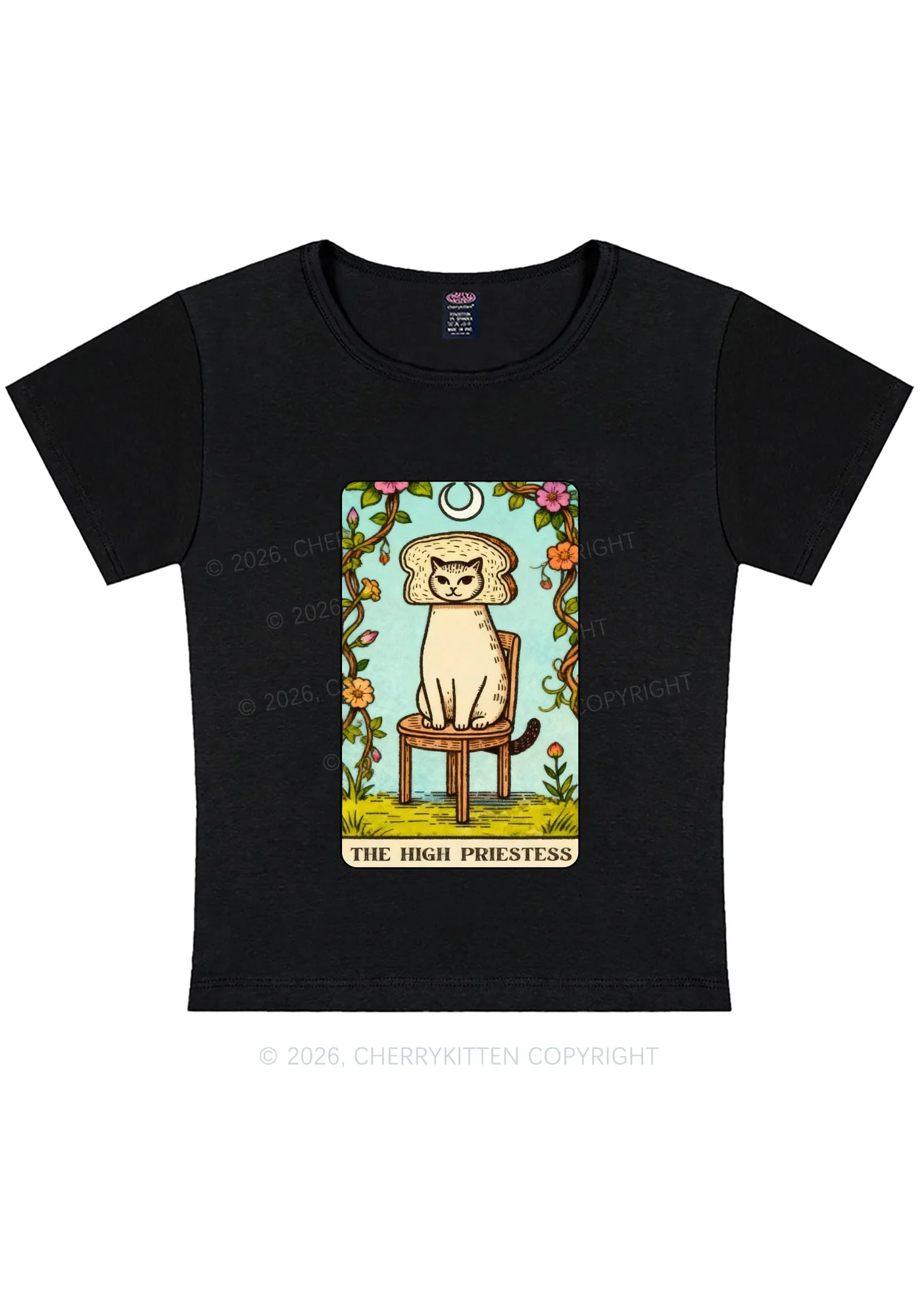 Breadhead Cat Y2K Baby Tee Cherrykitten - Image 3