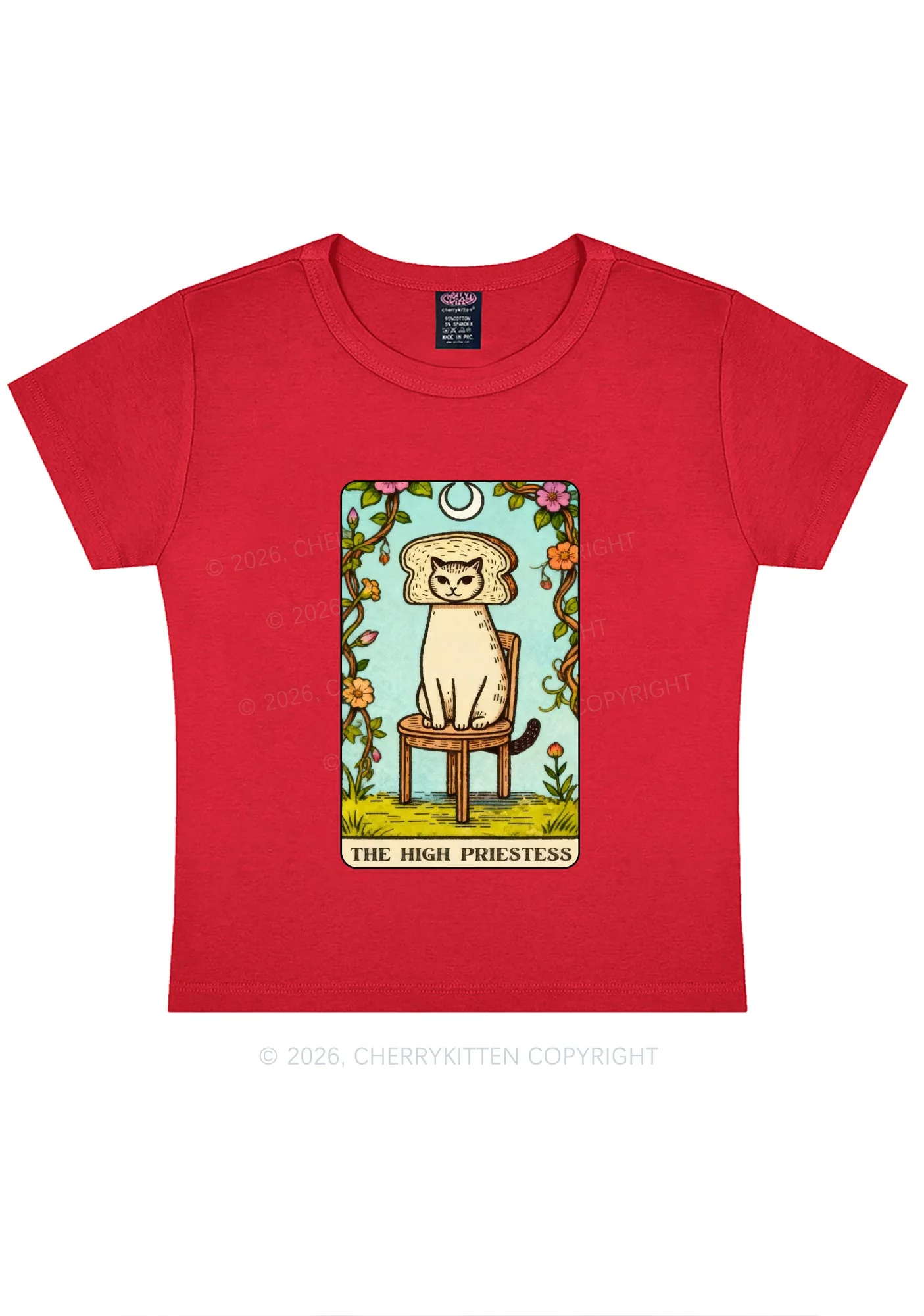 Breadhead Cat Y2K Baby Tee Cherrykitten - Image 4