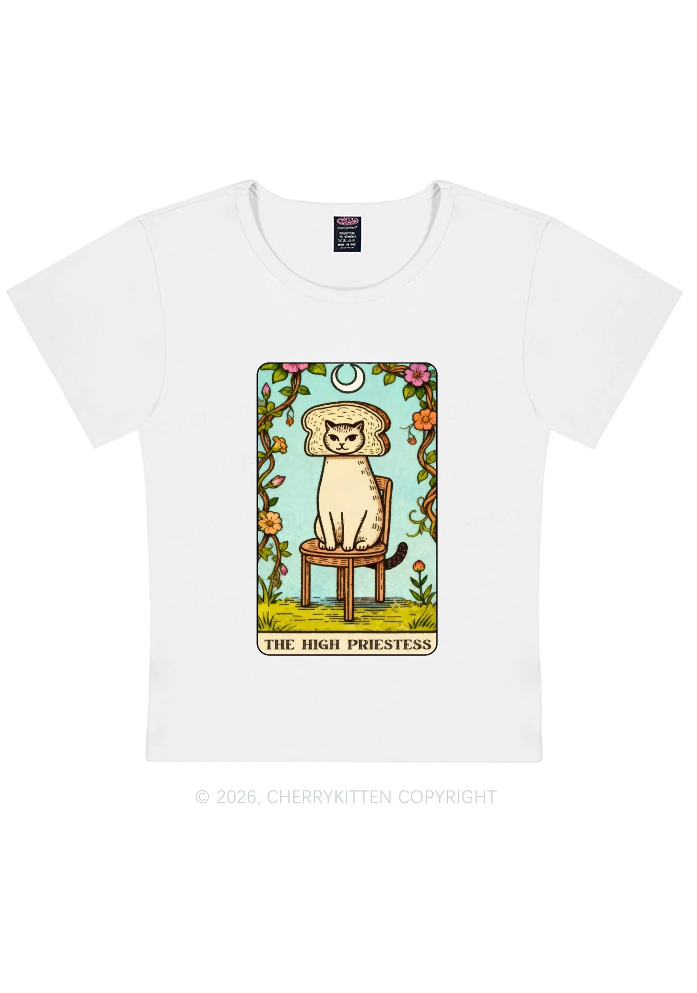 Breadhead Cat Y2K Baby Tee Cherrykitten - Image 5