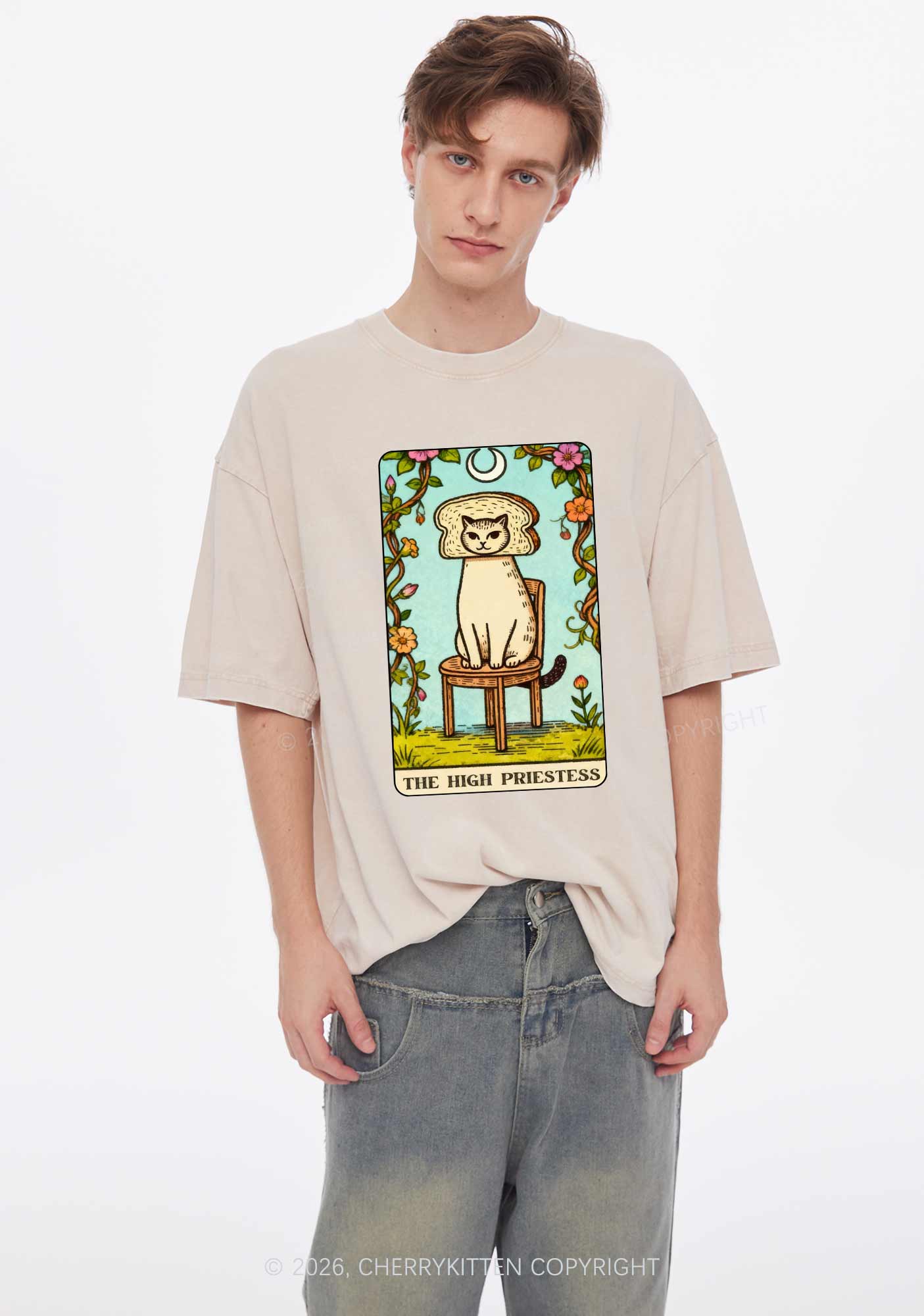 Breadhead Cat Y2K Shirts Washed Tee Cherrykitten - Image 2