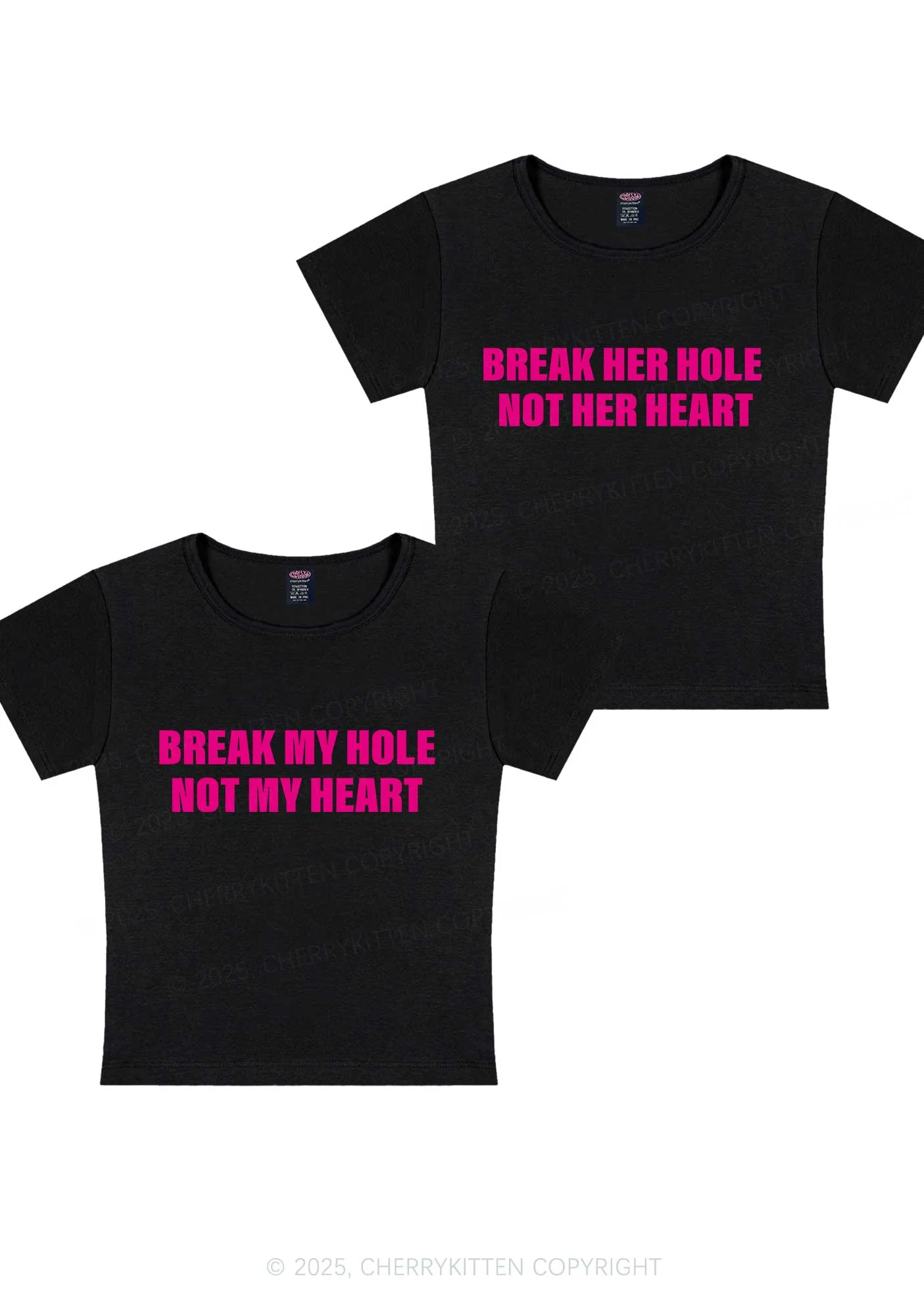 Break Hole Not Heart Y2K Valentine's Day Baby Tee Cherrykitten - Image 4