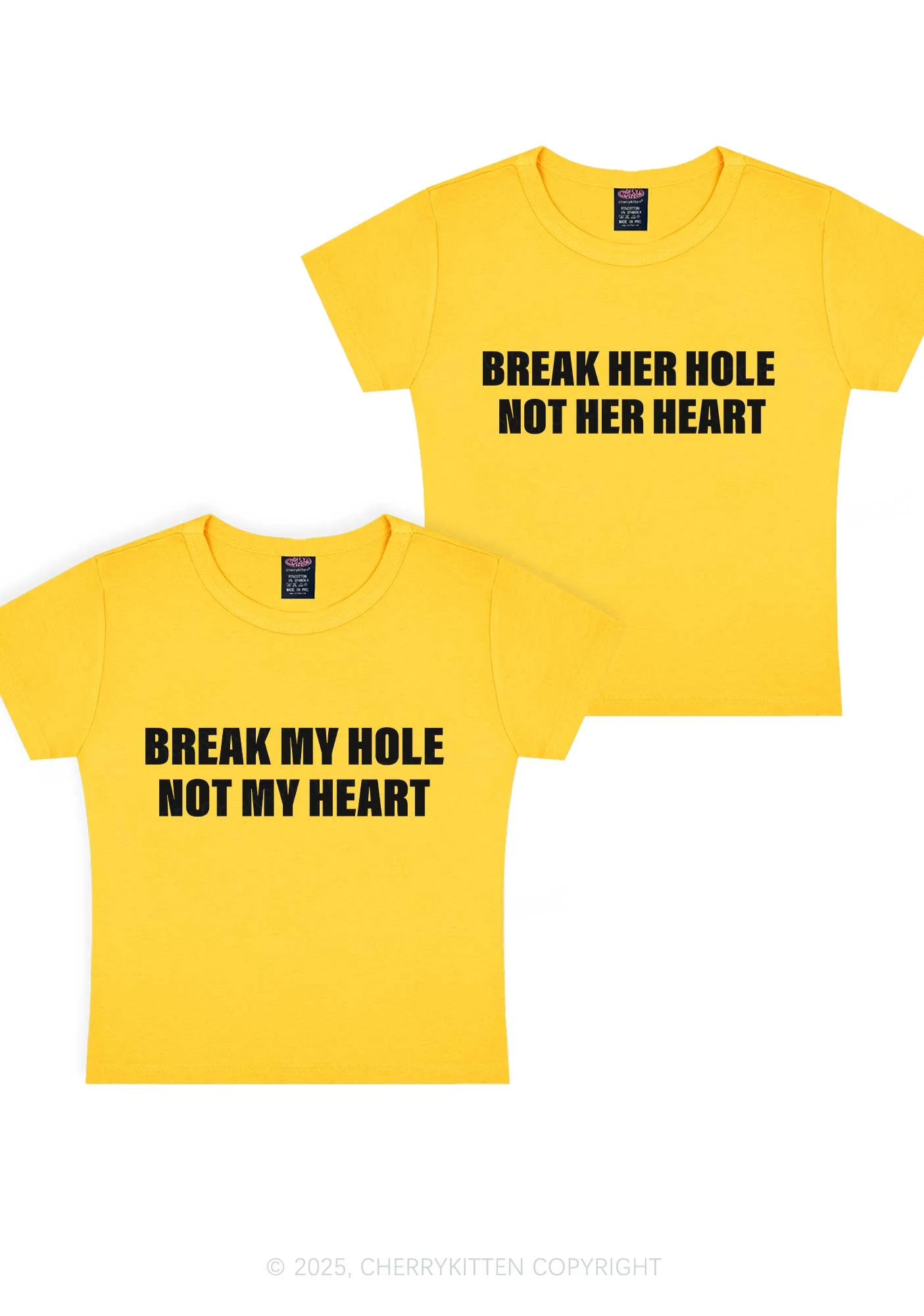 Break Hole Not Heart Y2K Valentine's Day Baby Tee Cherrykitten - Image 5