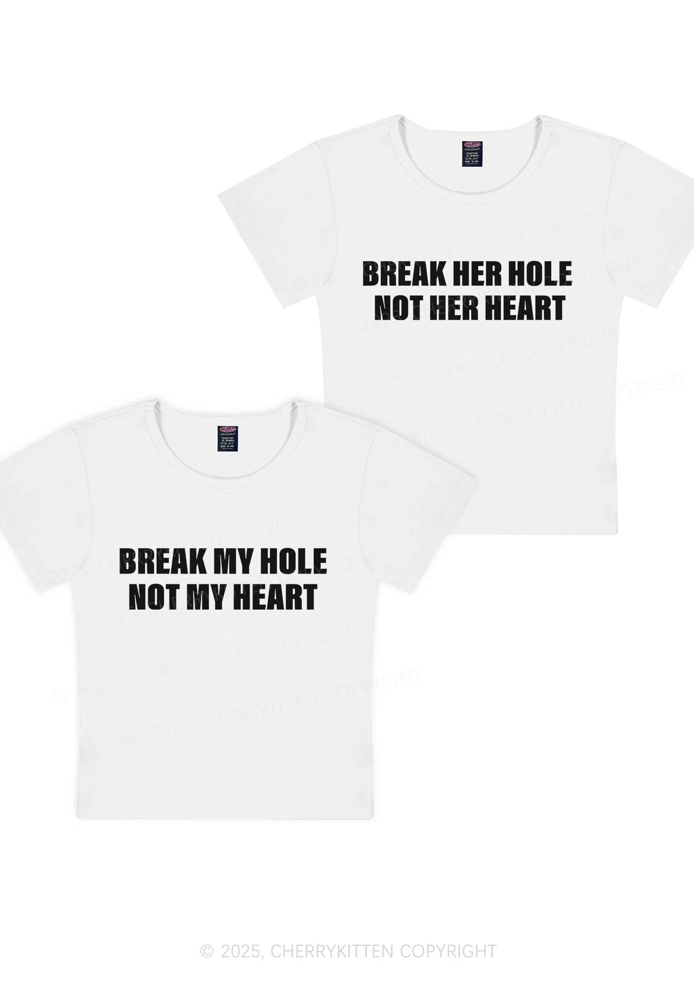 Break Hole Not Heart Y2K Valentine's Day Baby Tee Cherrykitten - Image 7