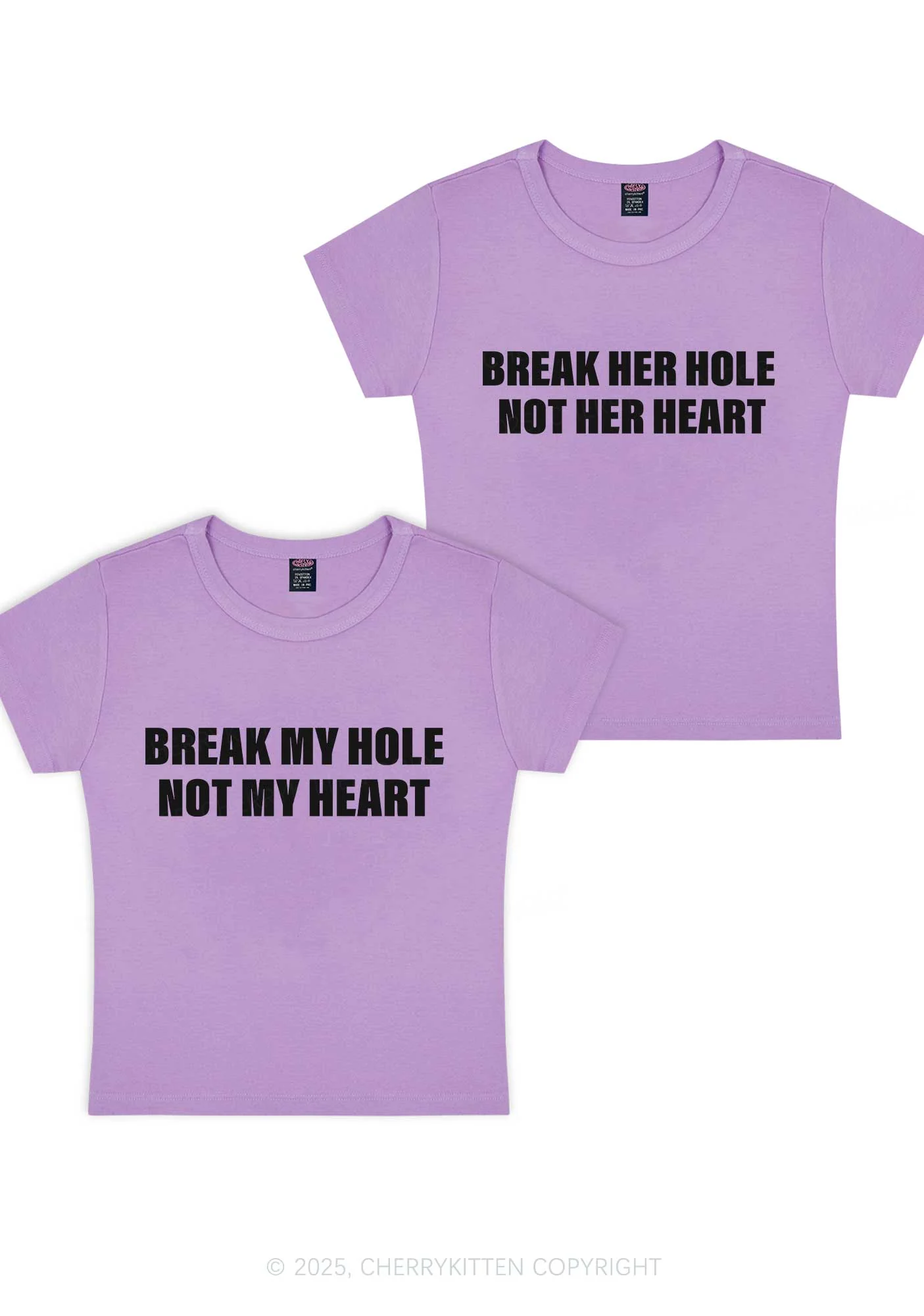 Break Hole Not Heart Y2K Valentine's Day Baby Tee Cherrykitten - Image 8