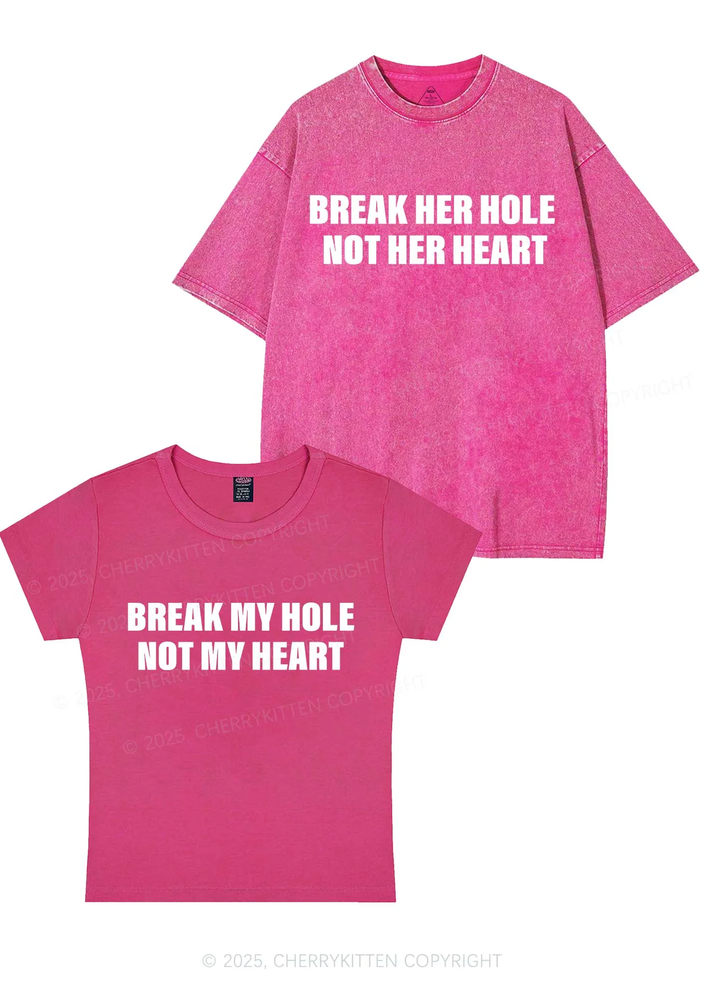 Break Hole Not Heart Y2K Valentine's Day Couple Shirt Cherrykitten - Image 4