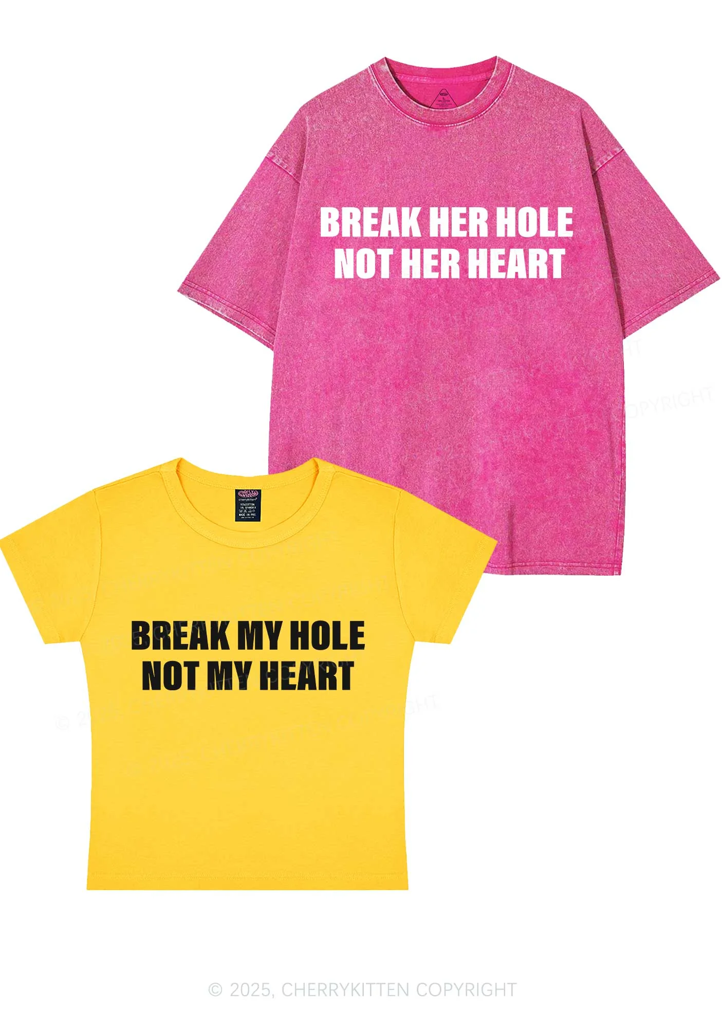 Break Hole Not Heart Y2K Valentine's Day Couple Shirt Cherrykitten - Image 5