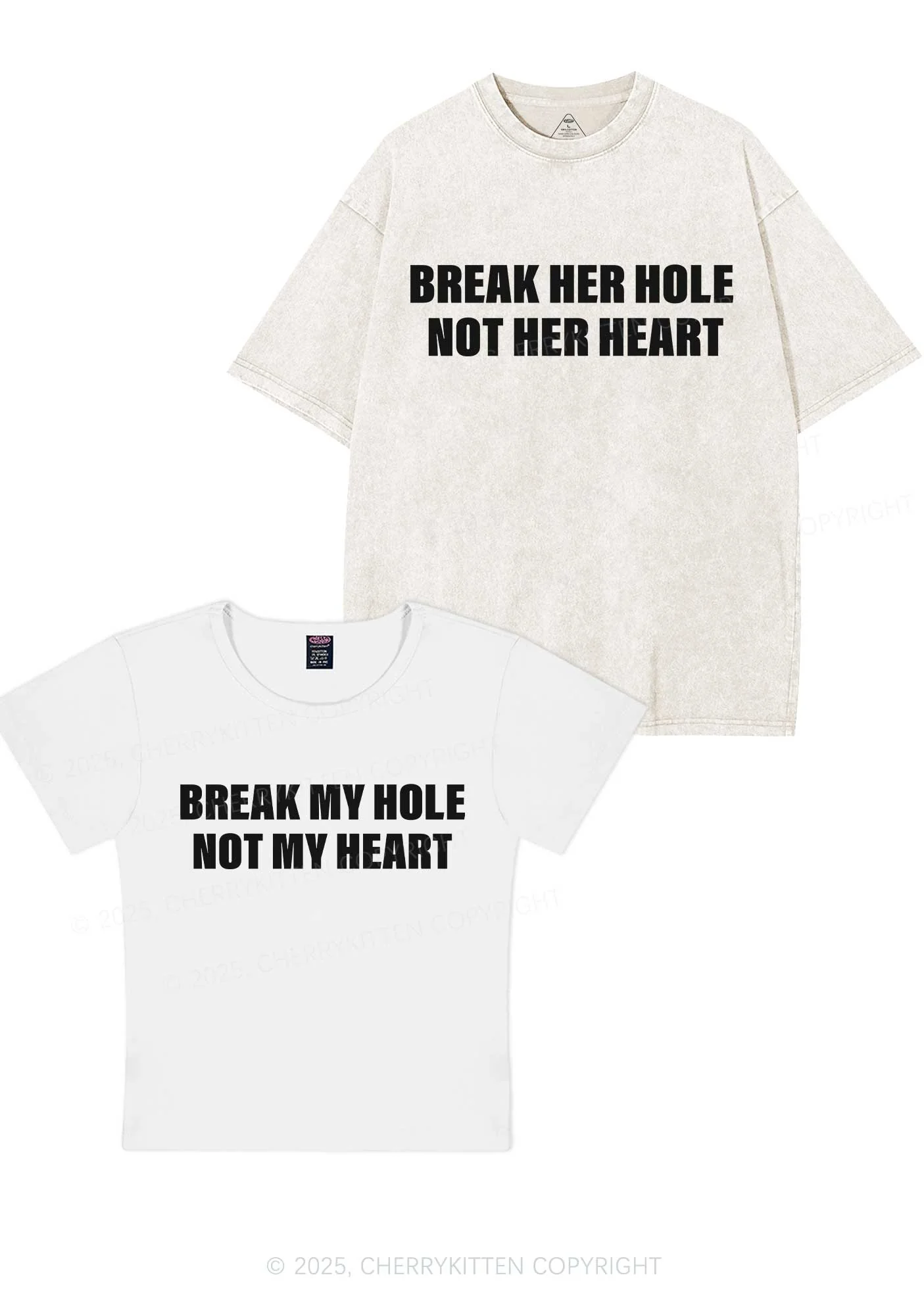 Break Hole Not Heart Y2K Valentine's Day Couple Shirt Cherrykitten - Image 8