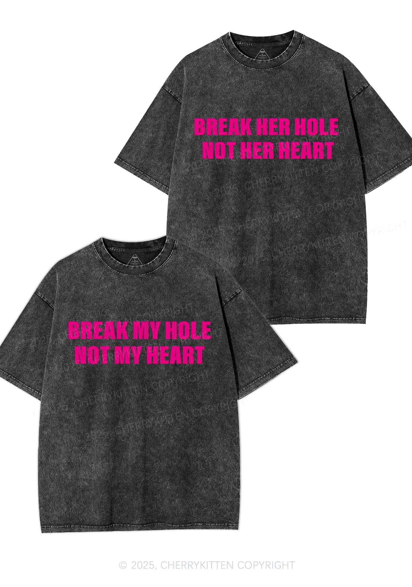 Break Hole Not Heart Y2K Valentine's Day Washed Tee Cherrykitten - Image 4