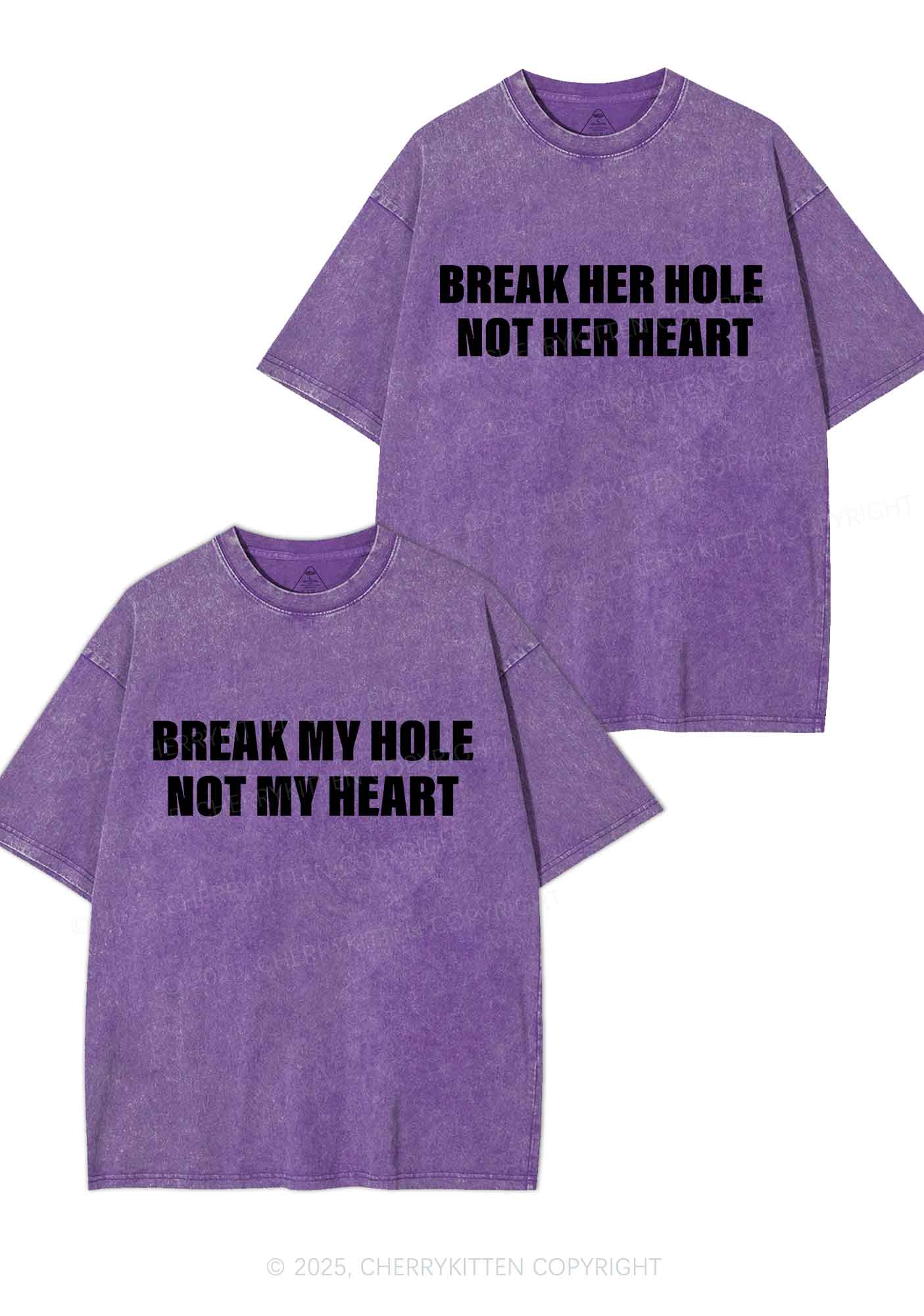 Break Hole Not Heart Y2K Valentine's Day Washed Tee Cherrykitten - Image 5