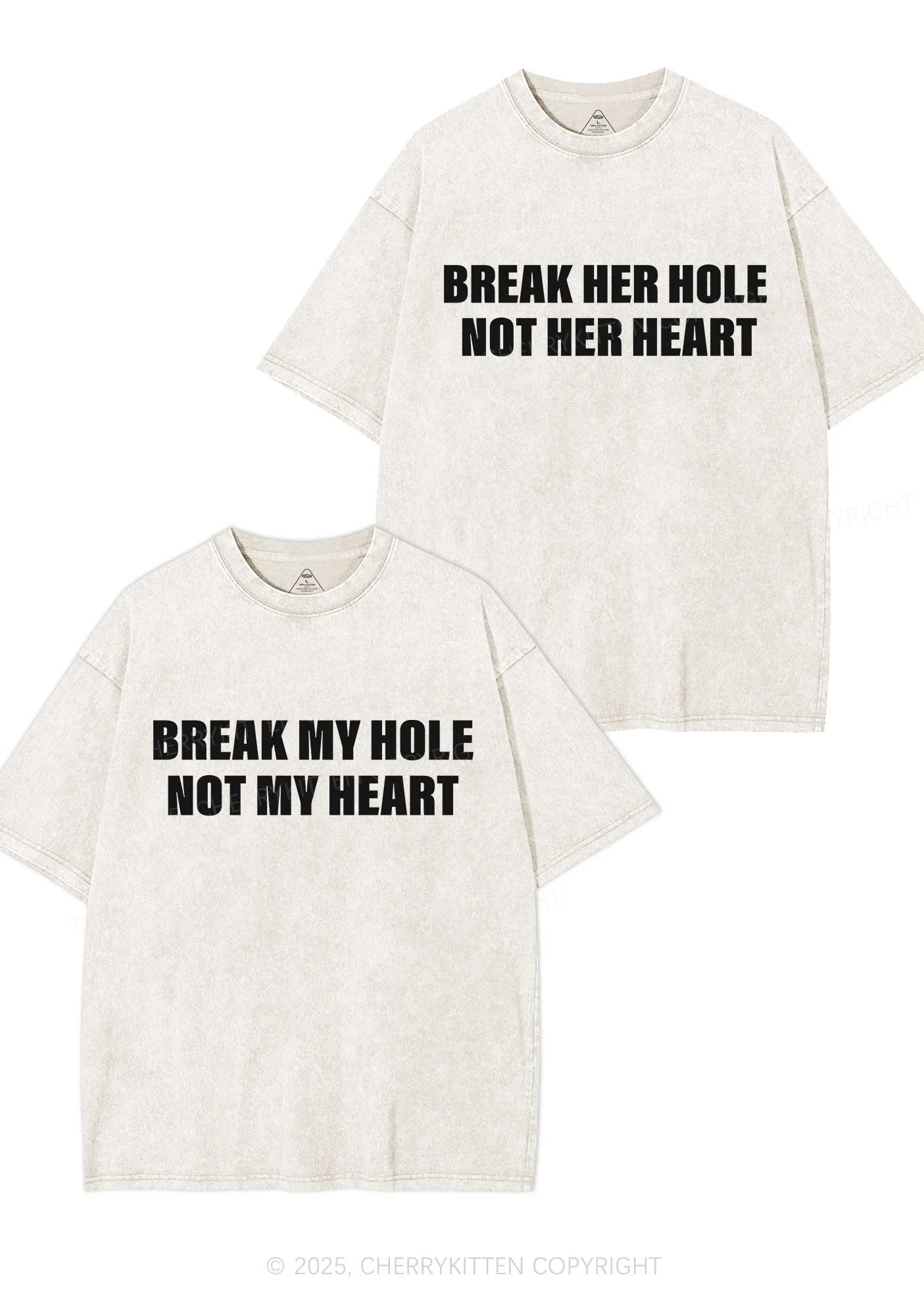Break Hole Not Heart Y2K Valentine's Day Washed Tee Cherrykitten - Image 6