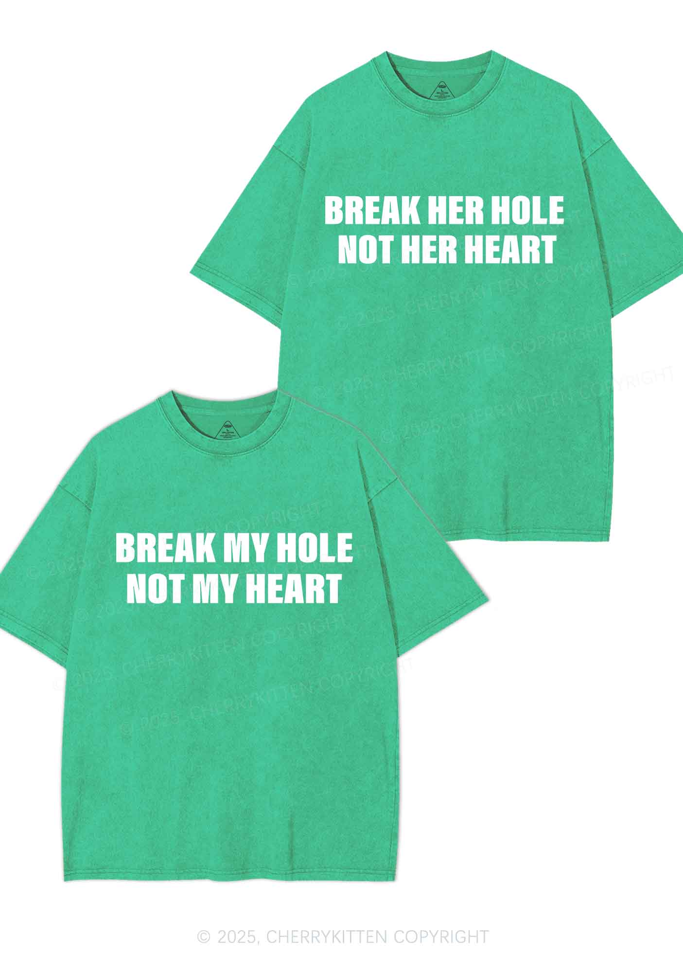 Break Hole Not Heart Y2K Valentine's Day Washed Tee Cherrykitten - Image 7