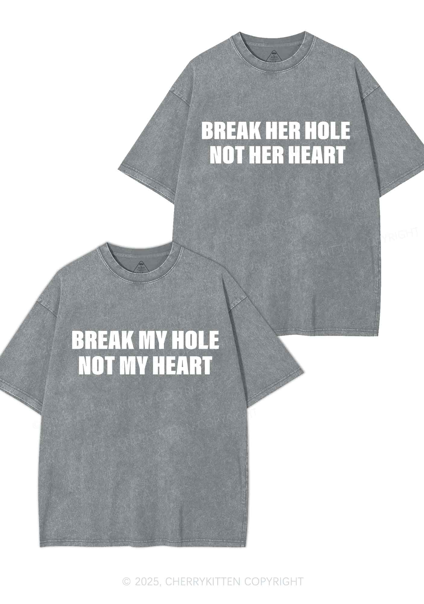 Break Hole Not Heart Y2K Valentine's Day Washed Tee Cherrykitten - Image 8