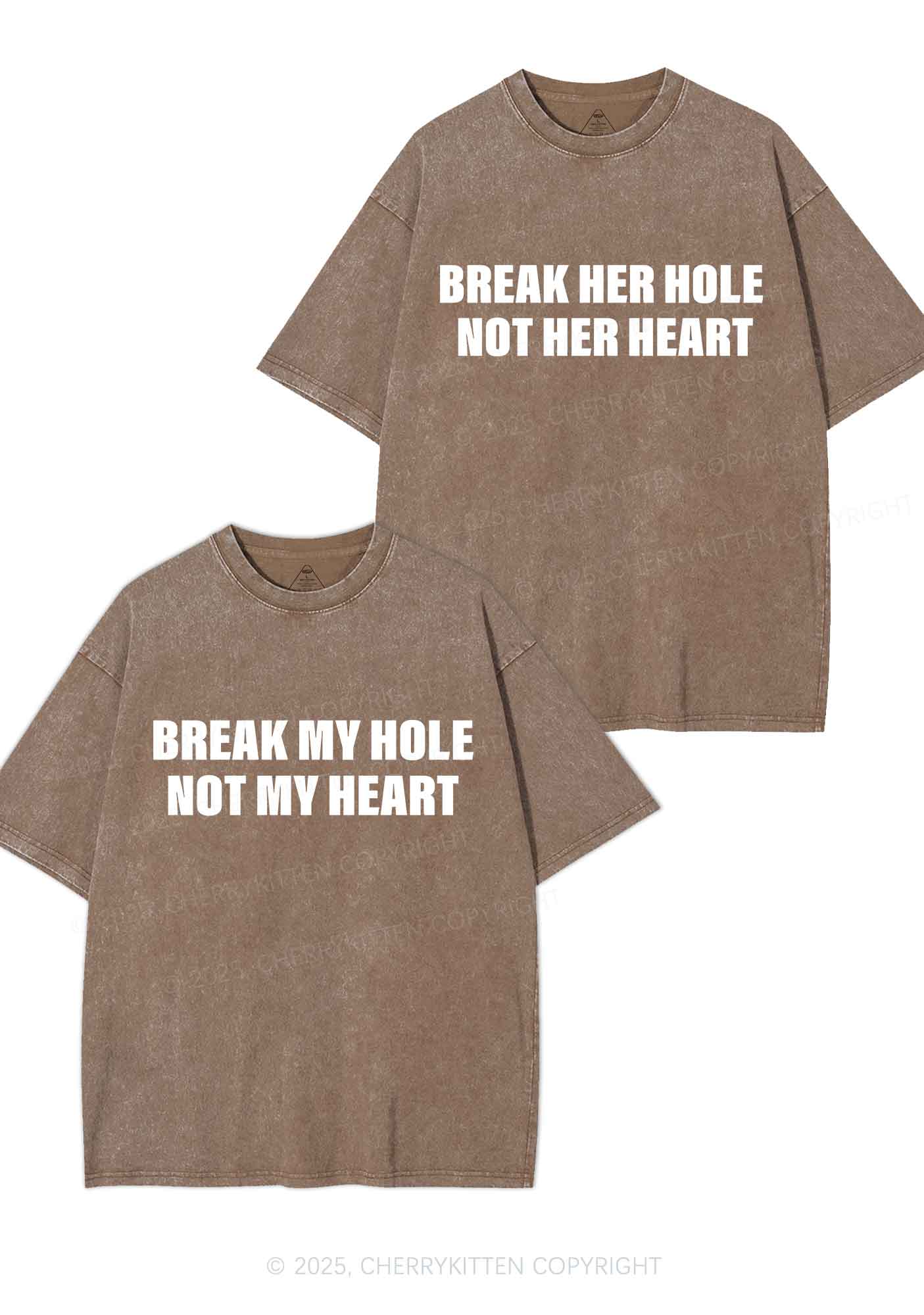 Break Hole Not Heart Y2K Valentine's Day Washed Tee Cherrykitten - Image 9