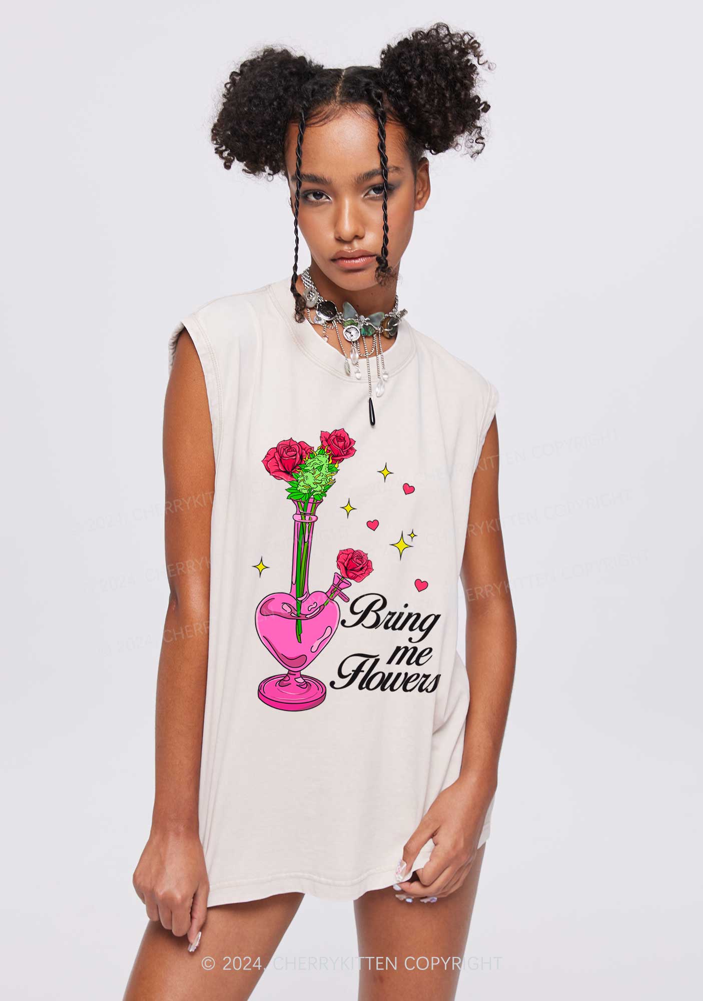Bring Me Flowers Y2K Washed Tank Cherrykitten - Image 2