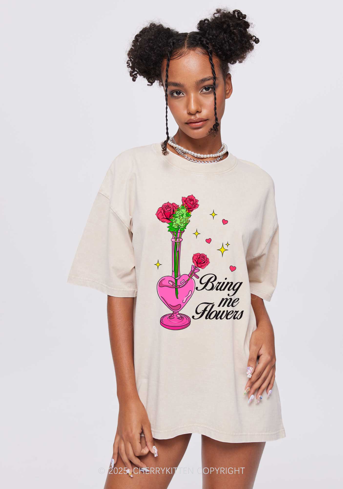Bring Me Flowers Y2K Washed Tee Cherrykitten - Image 2