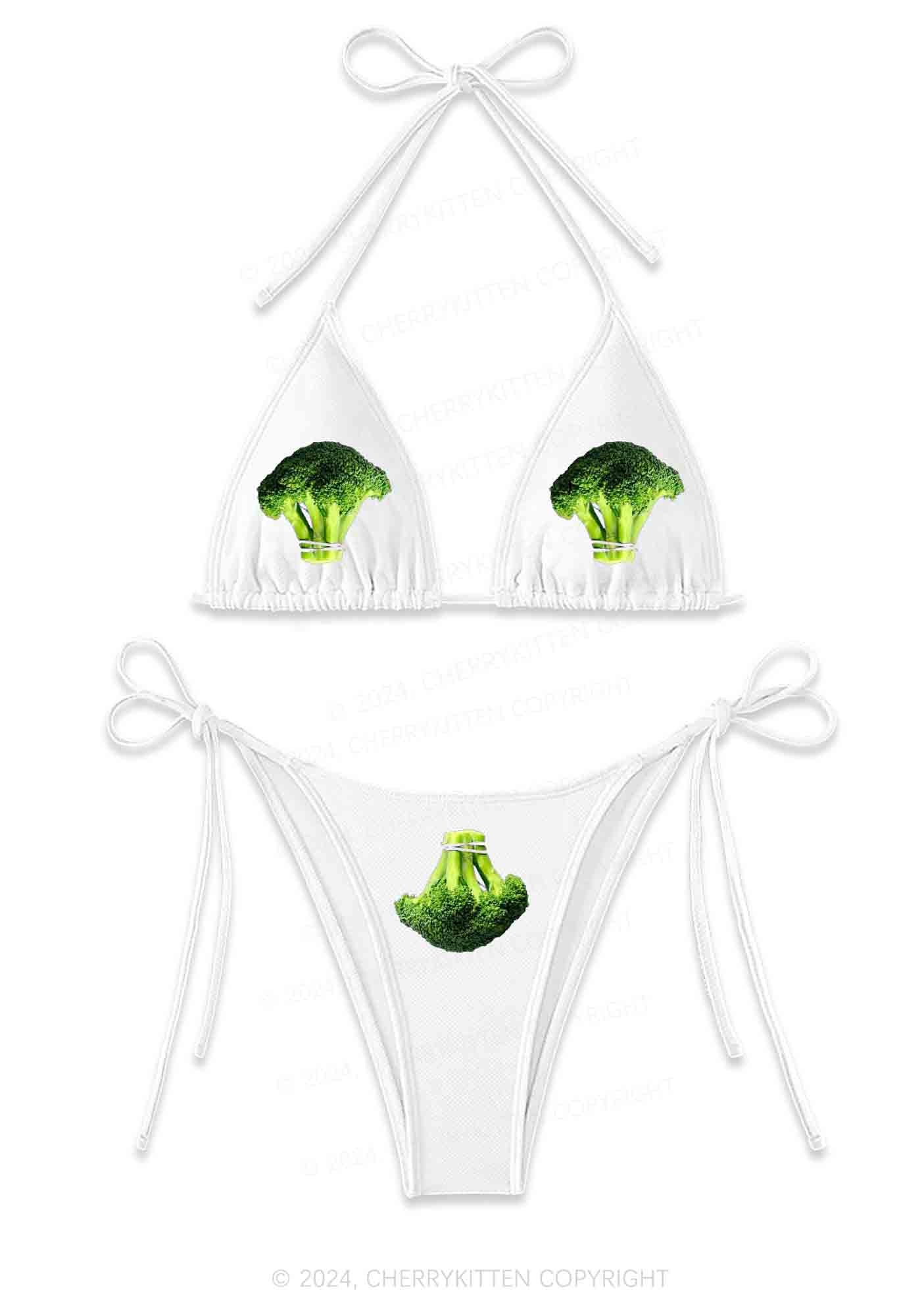 Broccoli Y2K Halter Triangle Bikini Set Cherrykitten - Image 3