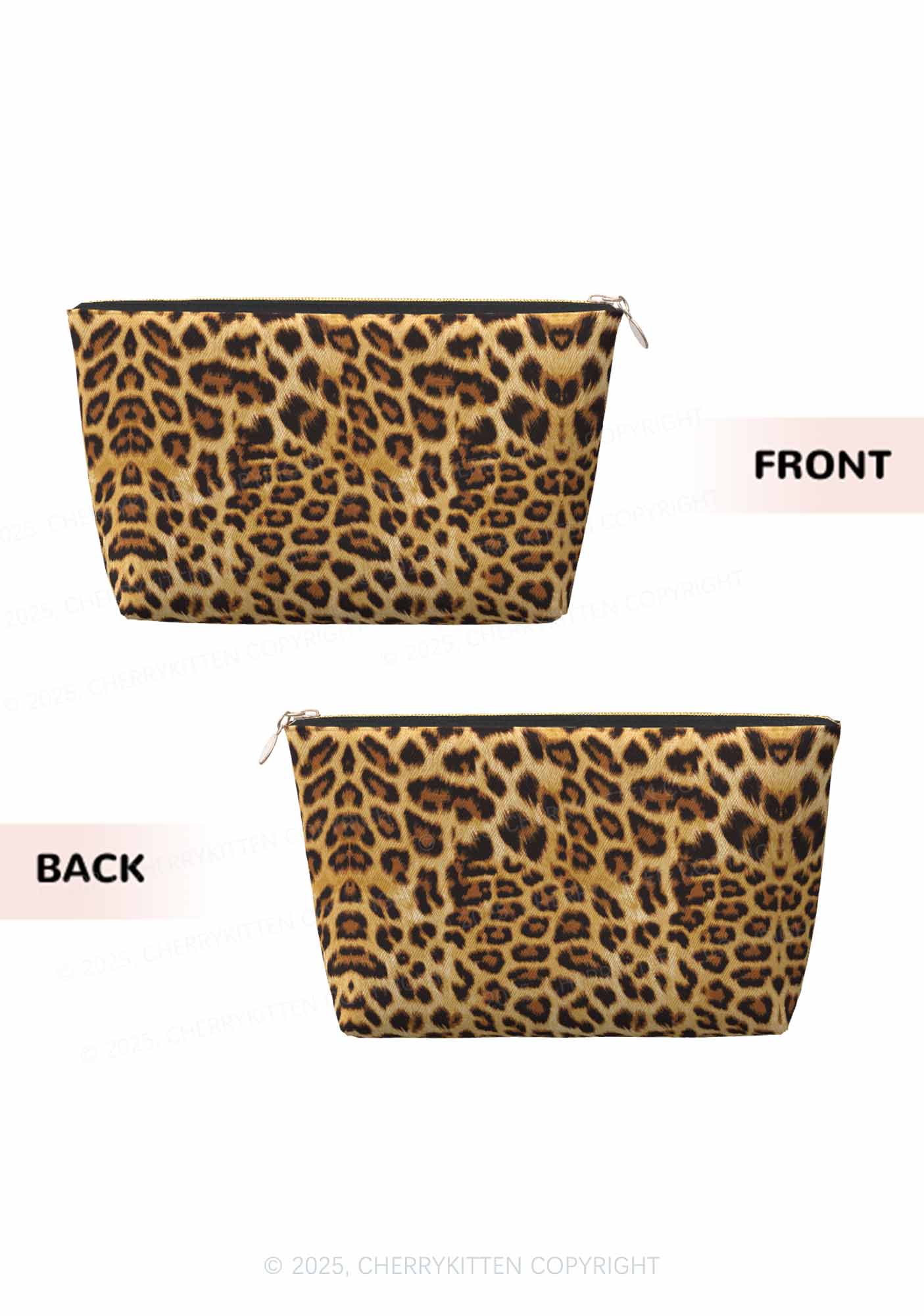 Brown Leopard Y2K Leather Makeup Bag Cherrykitten - Image 2