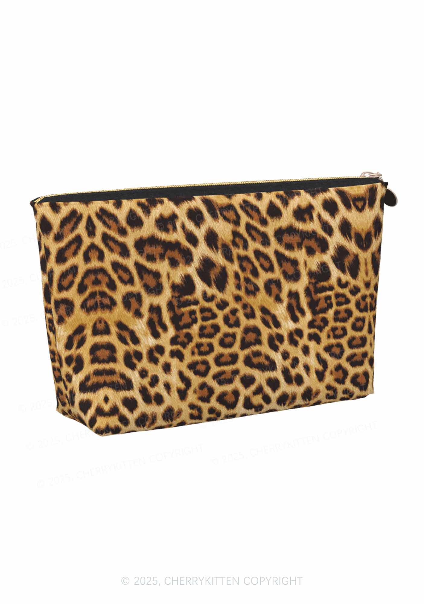 Brown Leopard Y2K Leather Makeup Bag Cherrykitten - Image 3
