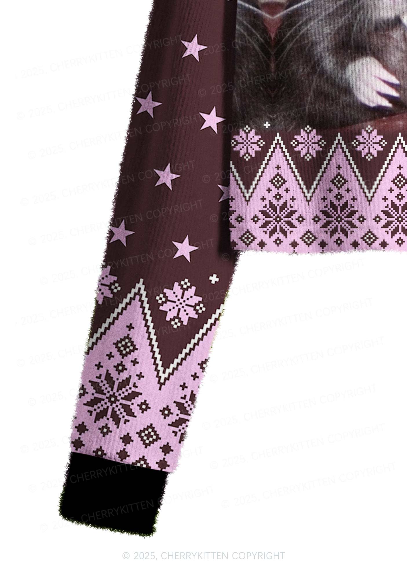Brown Smoking Rats Y2K Christmas Crop Knit Sweatshirt Cherrykitten - Image 5
