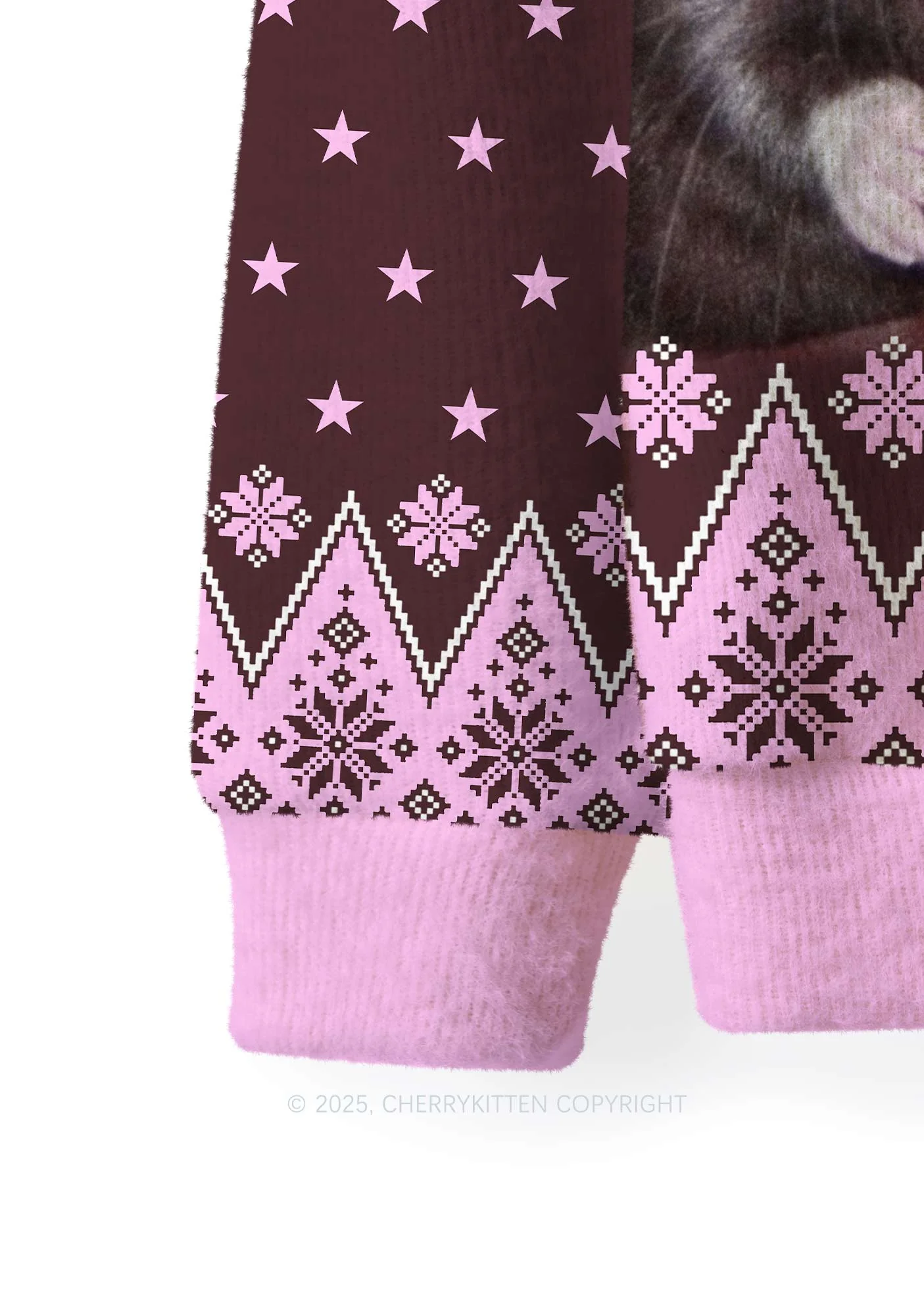 Brown Smoking Rats Y2K Christmas Knit Sweatshirt Cherrykitten - Image 3