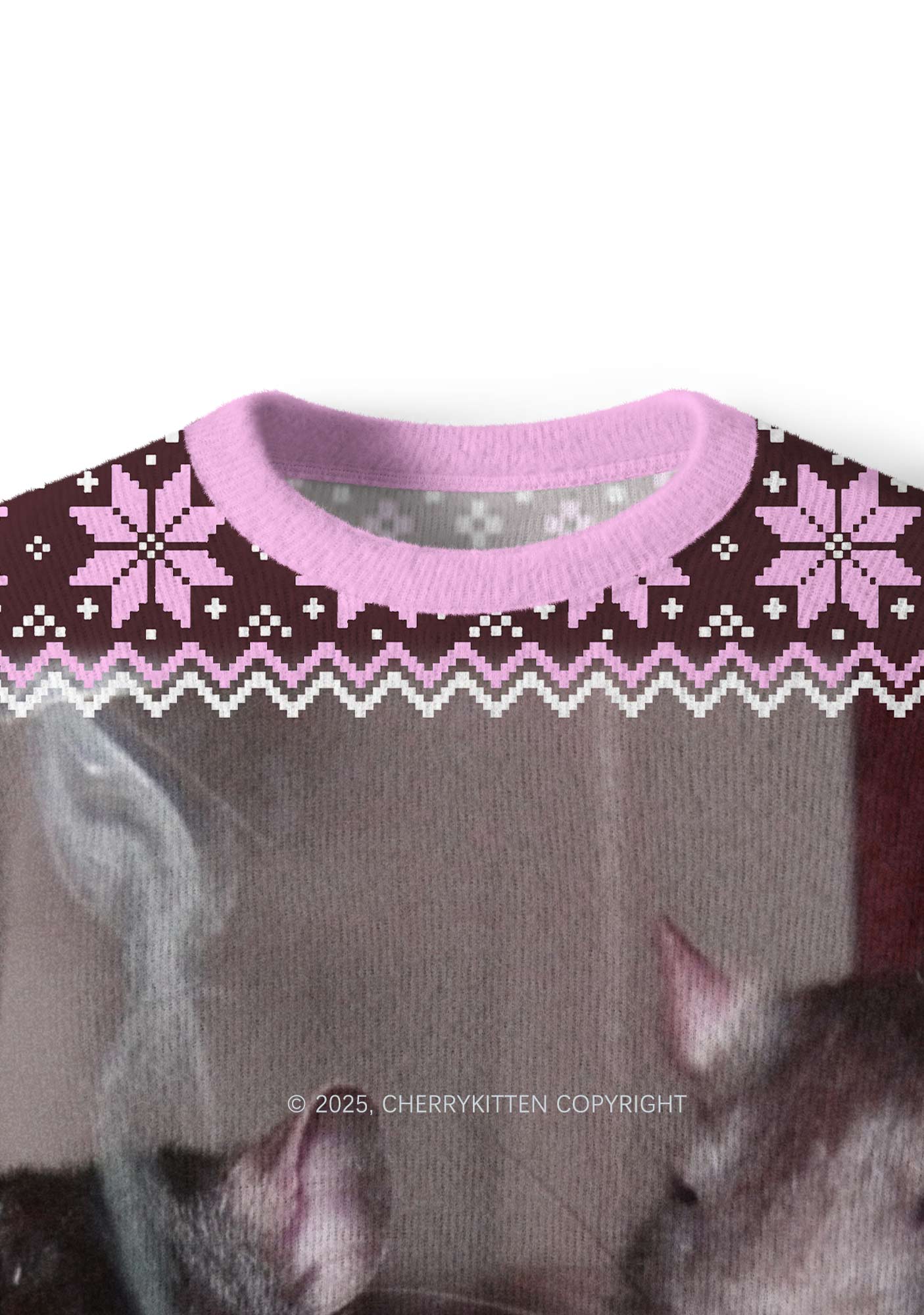 Brown Smoking Rats Y2K Christmas Knit Sweatshirt Cherrykitten - Image 4