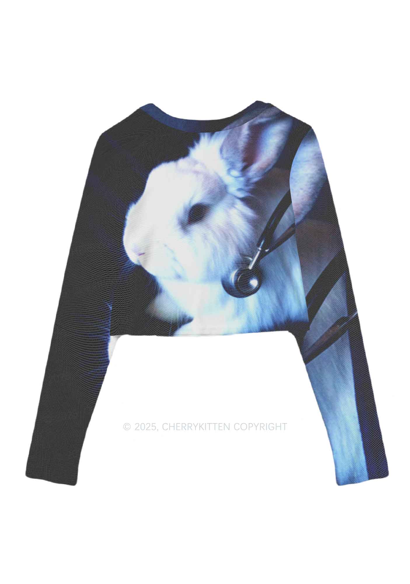 Bunny Doctor Y2K Mesh Long Sleeve Crop Top Cherrykitten - Image 3