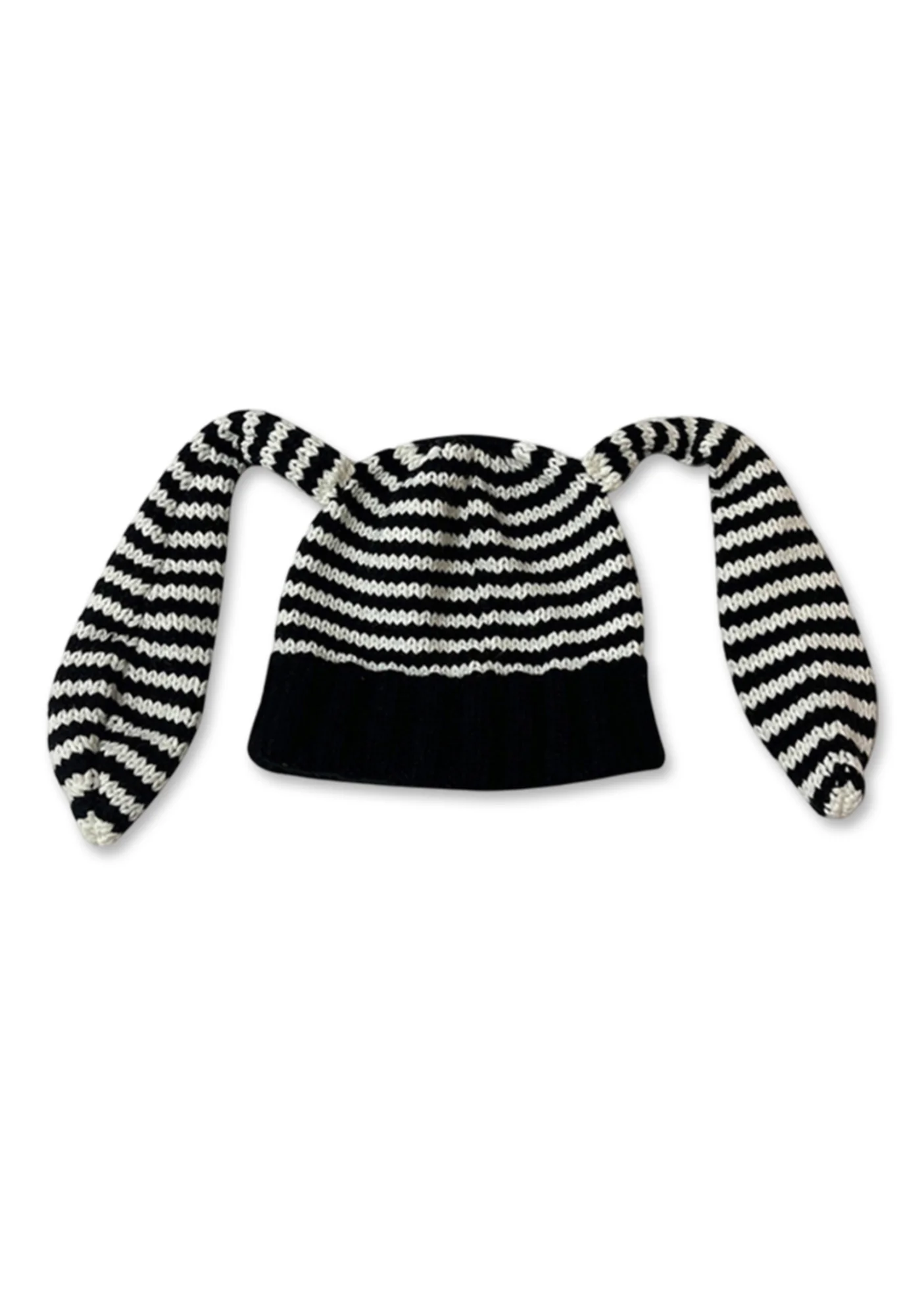 Bunny Ears Striped Y2K Knitted Hat Cherrykitten - Image 3