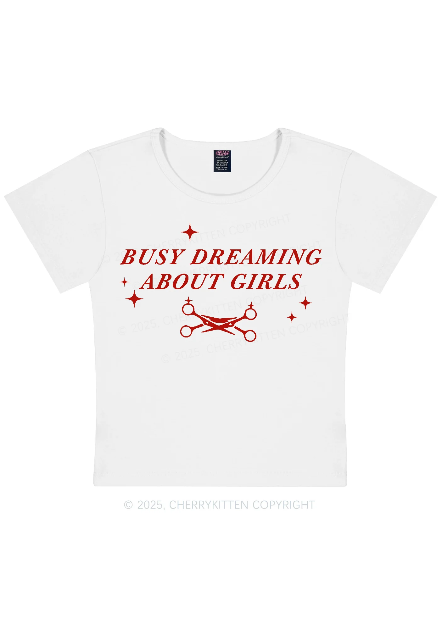 Busy Dreaming About Girls Pride Y2K Baby Tee Cherrykitten - Image 3