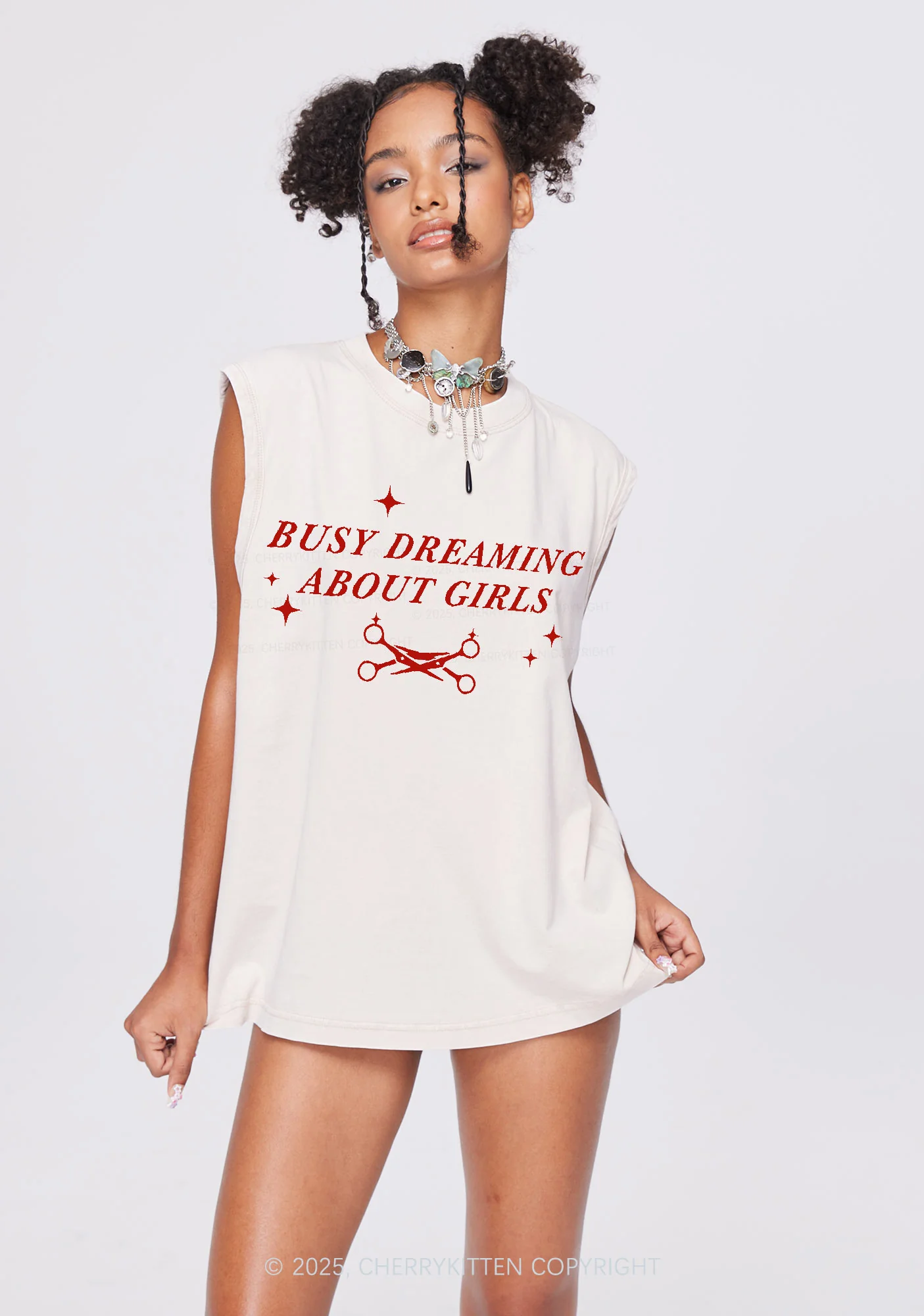 Busy Dreaming About Girls Pride Y2K Washed Muscle Tank Cherrykitten - Image 2