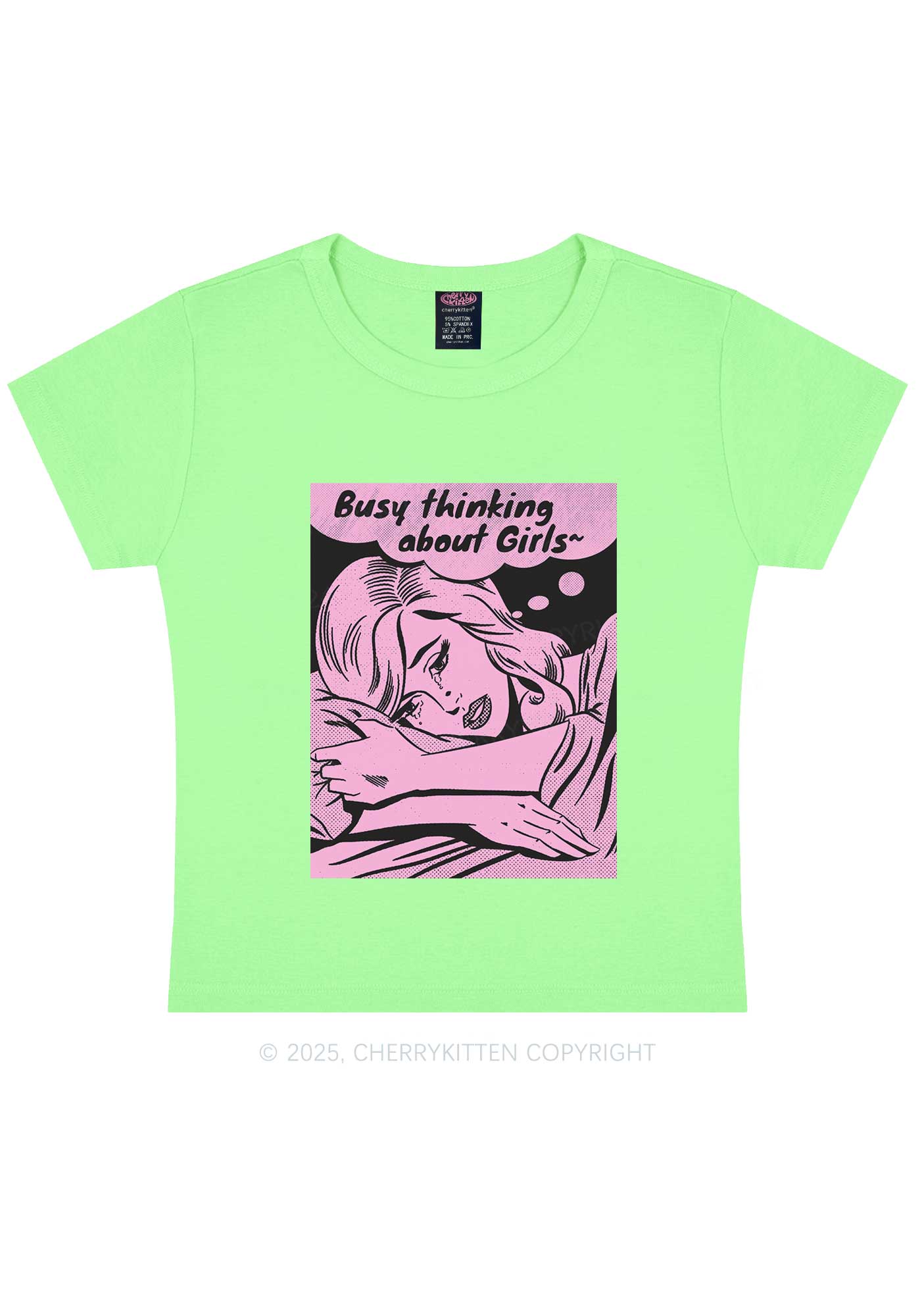 Busy Thinking About Girls Y2K Baby Tee Cherrykitten - Image 12