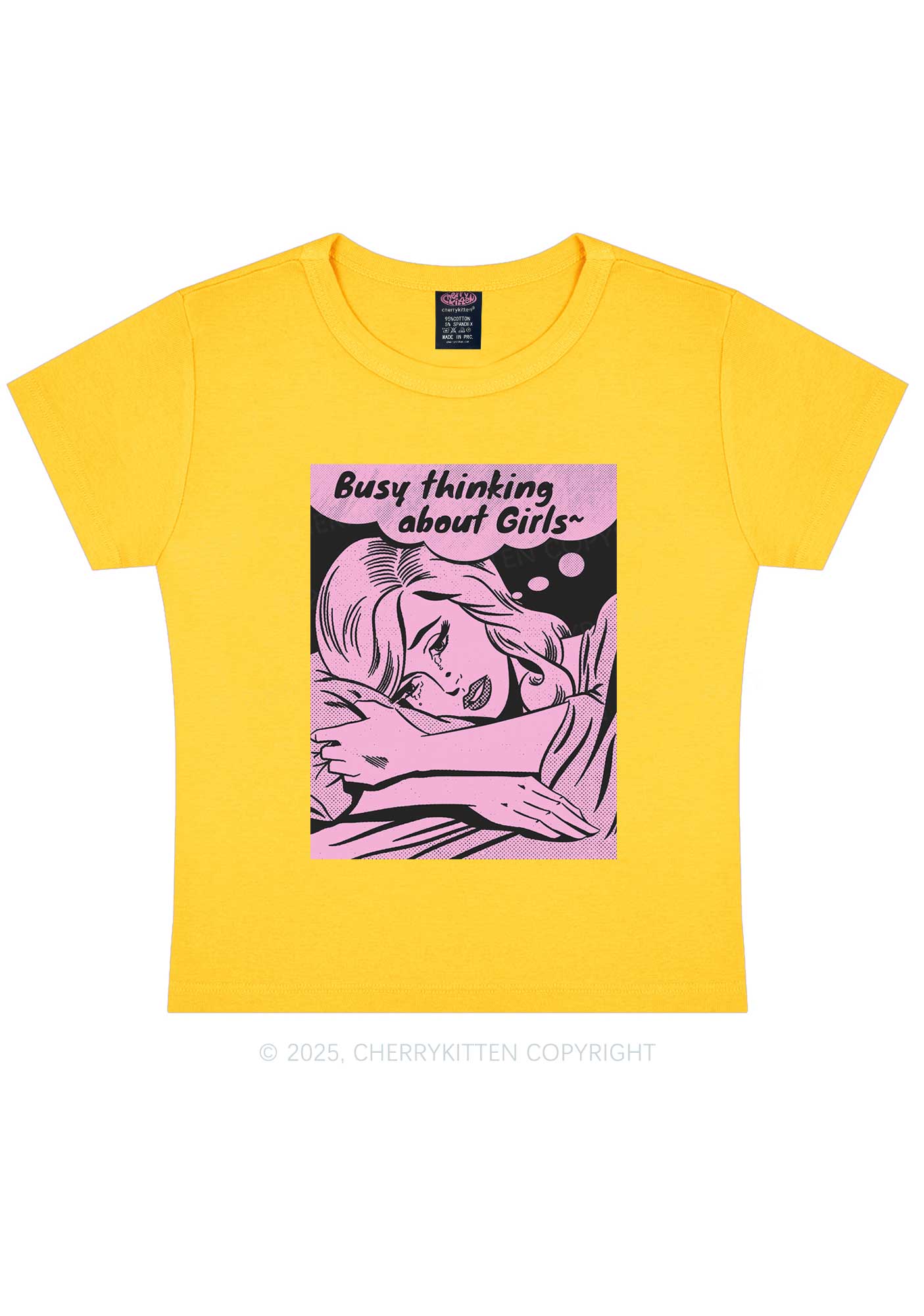 Busy Thinking About Girls Y2K Baby Tee Cherrykitten - Image 6