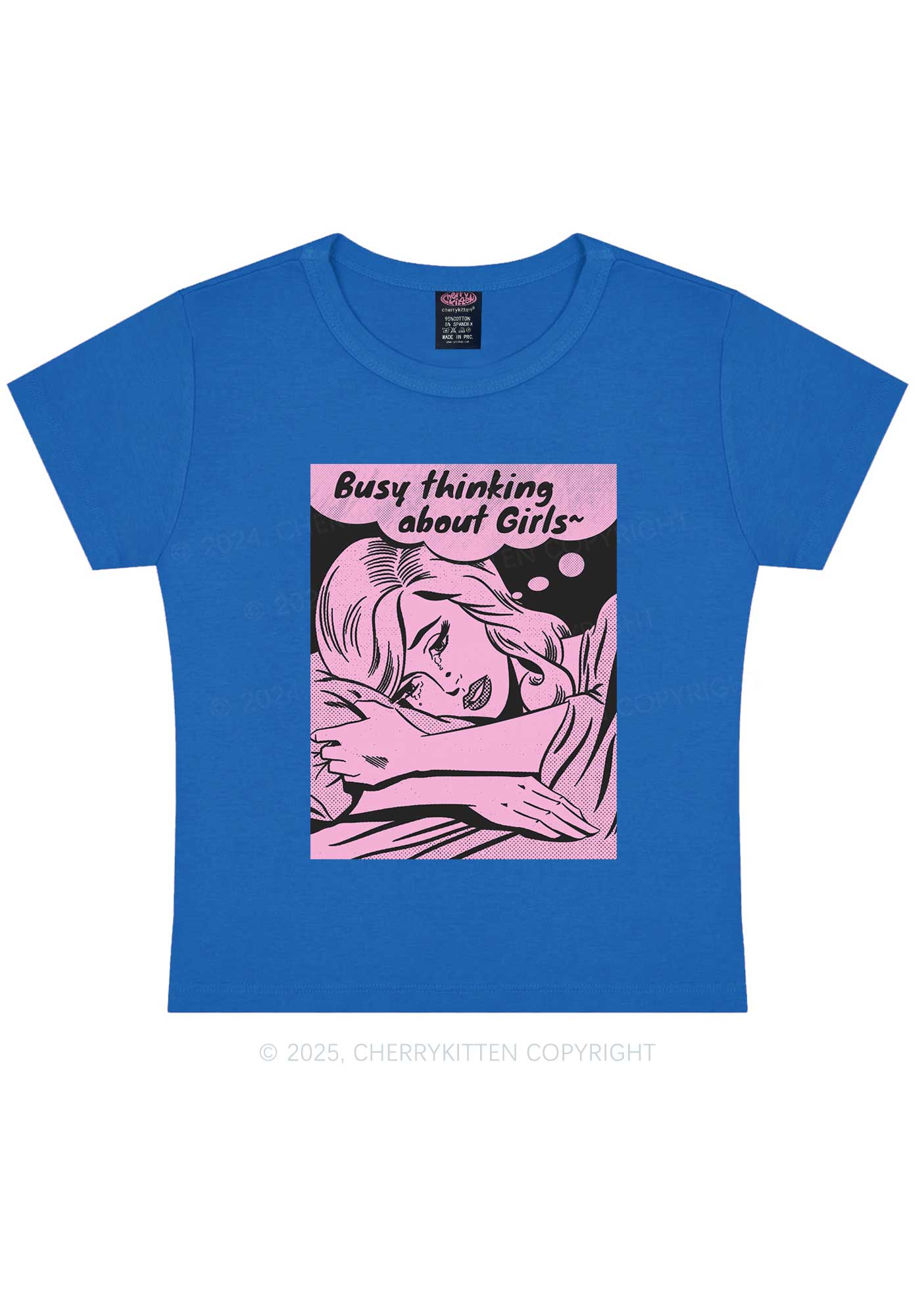 Busy Thinking About Girls Y2K Baby Tee Cherrykitten - Image 7