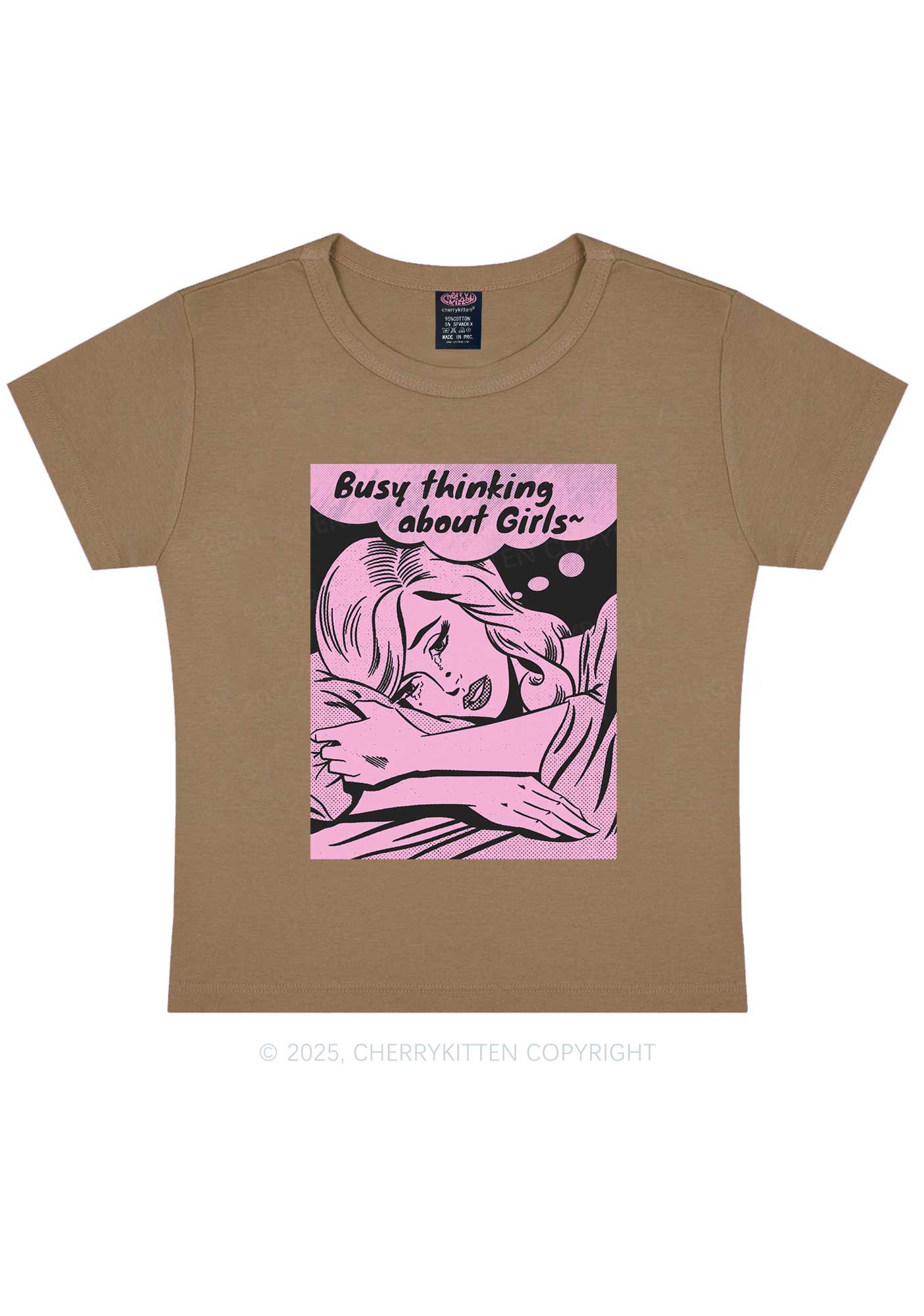 Busy Thinking About Girls Y2K Baby Tee Cherrykitten - Image 8