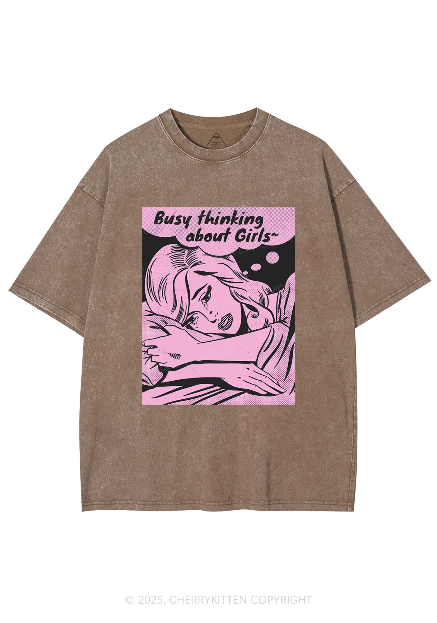 Busy Thinking About Girls Y2K Shirts Washed Tee Cherrykitten - Image 7
