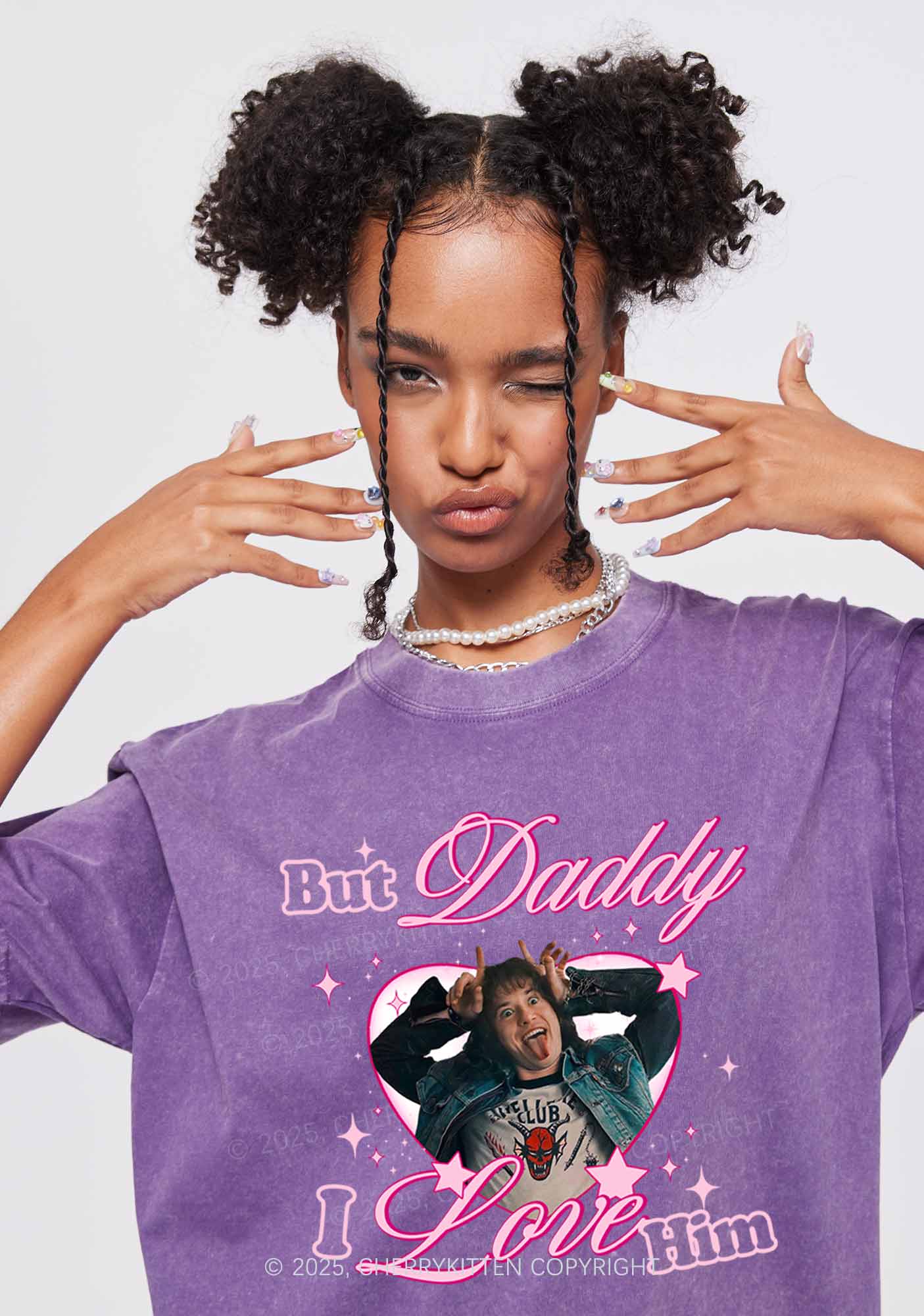 But Daddy I Love EM Y2K Shirts Washed Tee Cherrykitten - Image 2