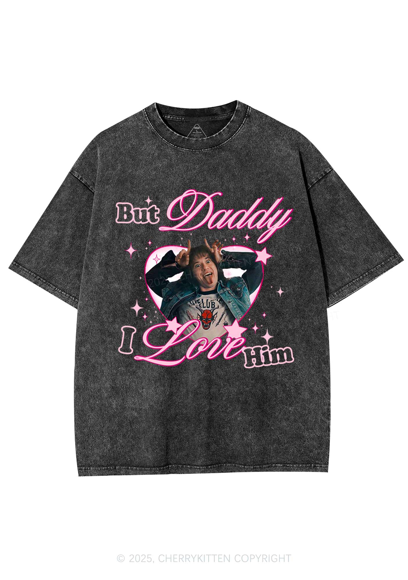 But Daddy I Love EM Y2K Shirts Washed Tee Cherrykitten - Image 3