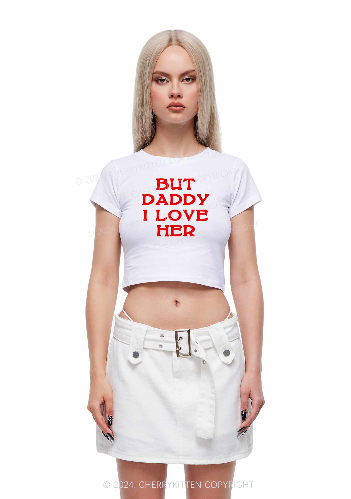 But Daddy I Love Her Y2K Baby Tee Cherrykitten - Image 2